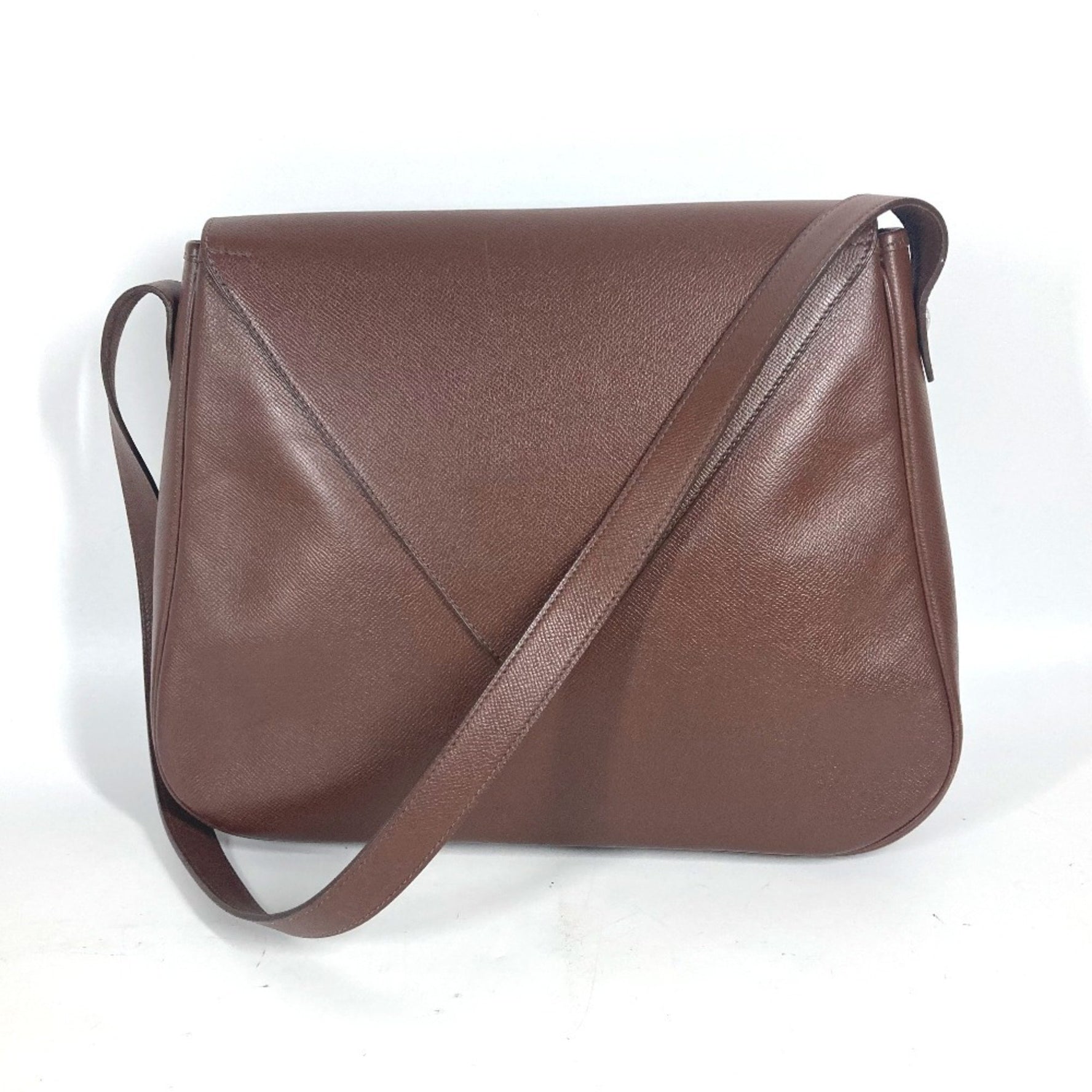 HERMES Christine flap shoulder bag leather men women brown