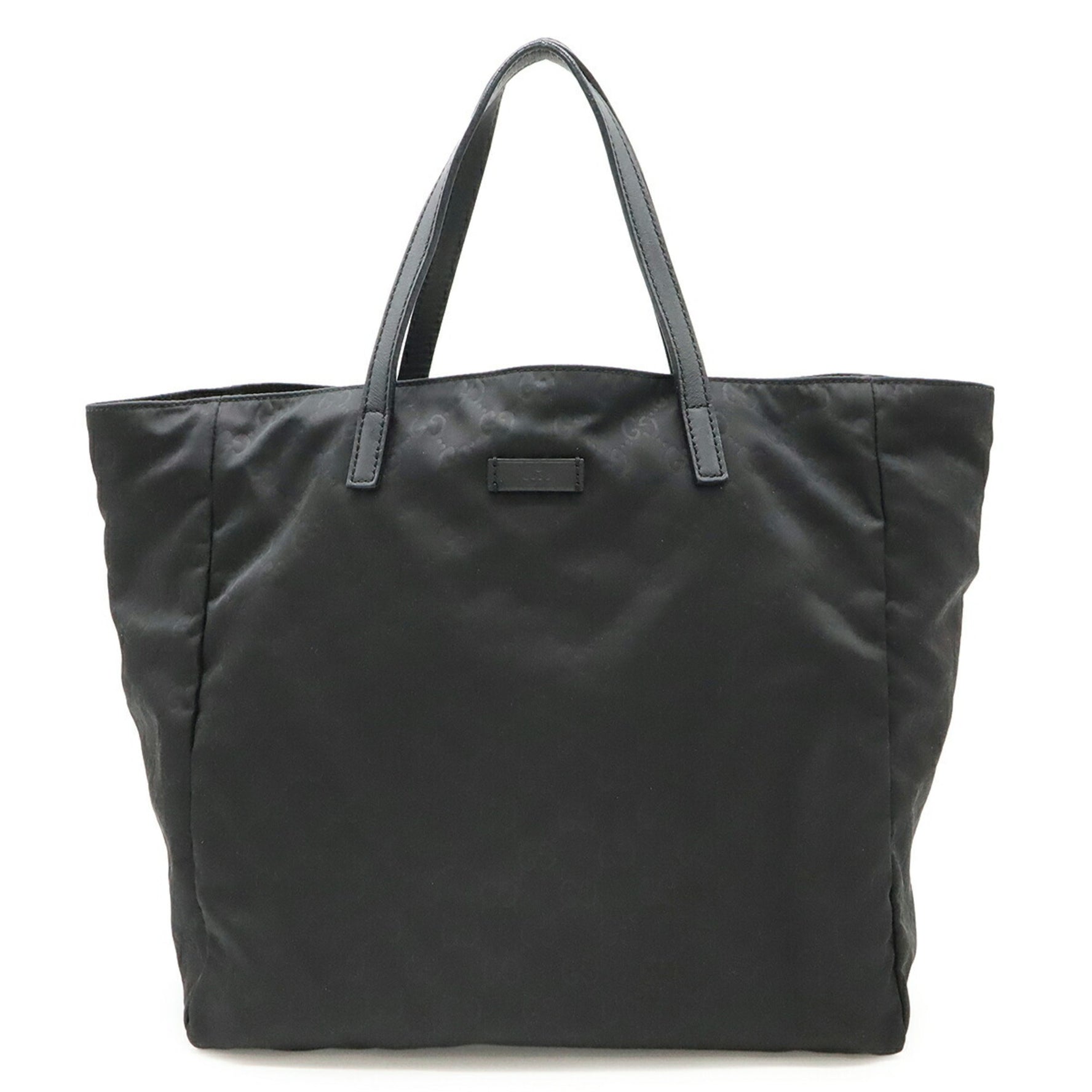 GUCCI GG Nylon Tote Bag, Handbag, and Leather, Black,