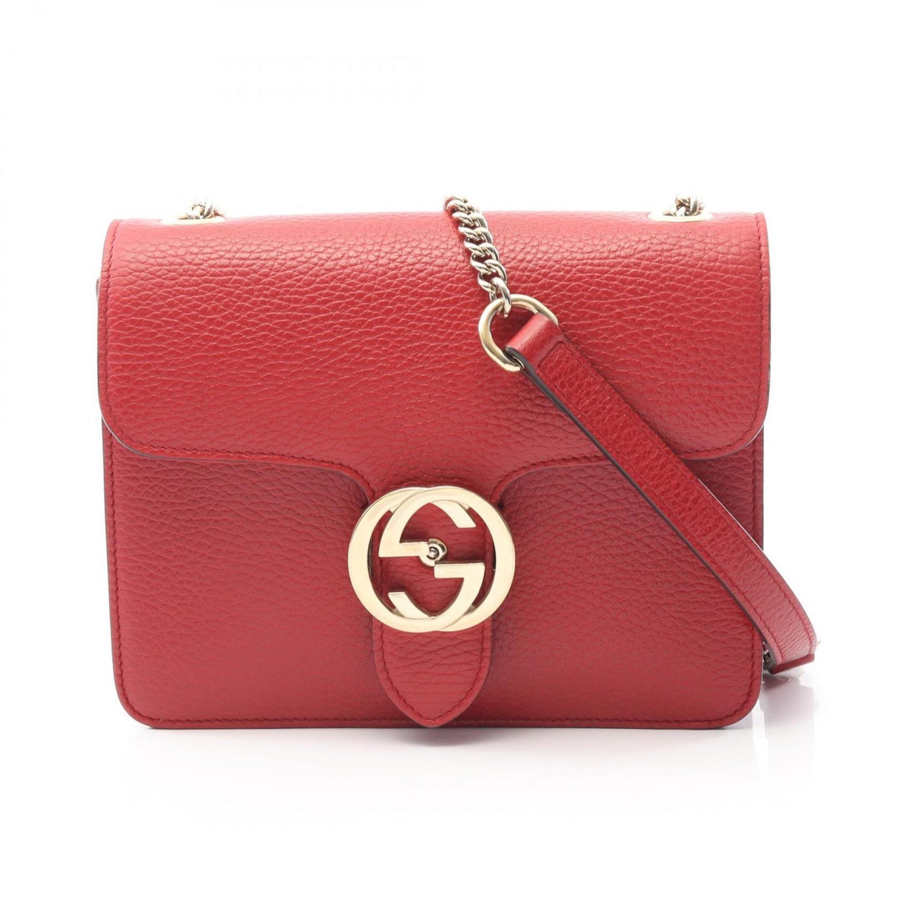 Gucci Interlocking G Shoulder Bag, Leather, Red