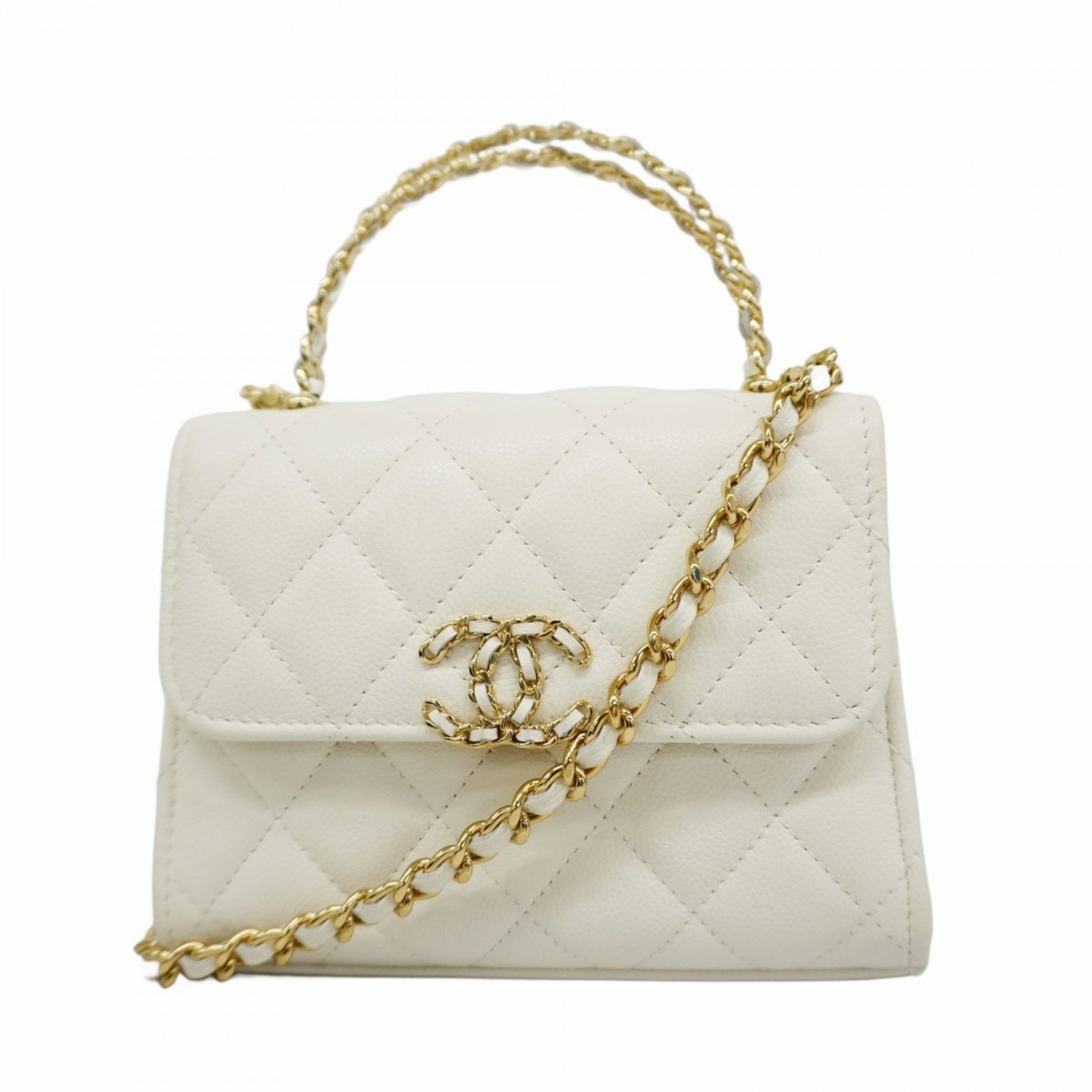 Chanel Matelasse Handbag with Chain Shoulder Strap, Caviar Skin, Champagne