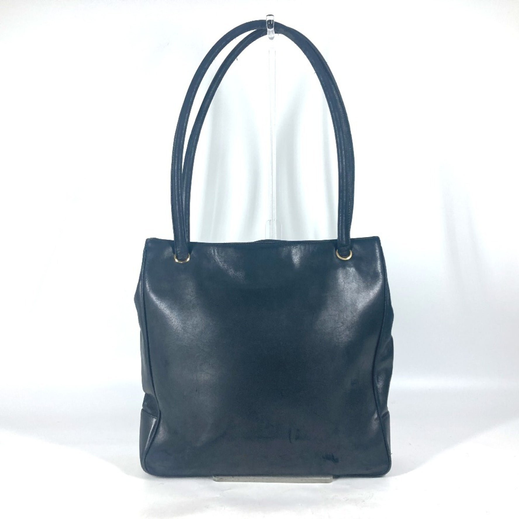CHANEL Vintage CC Coco Mark Shoulder Tote Bag Leather Dark Navy