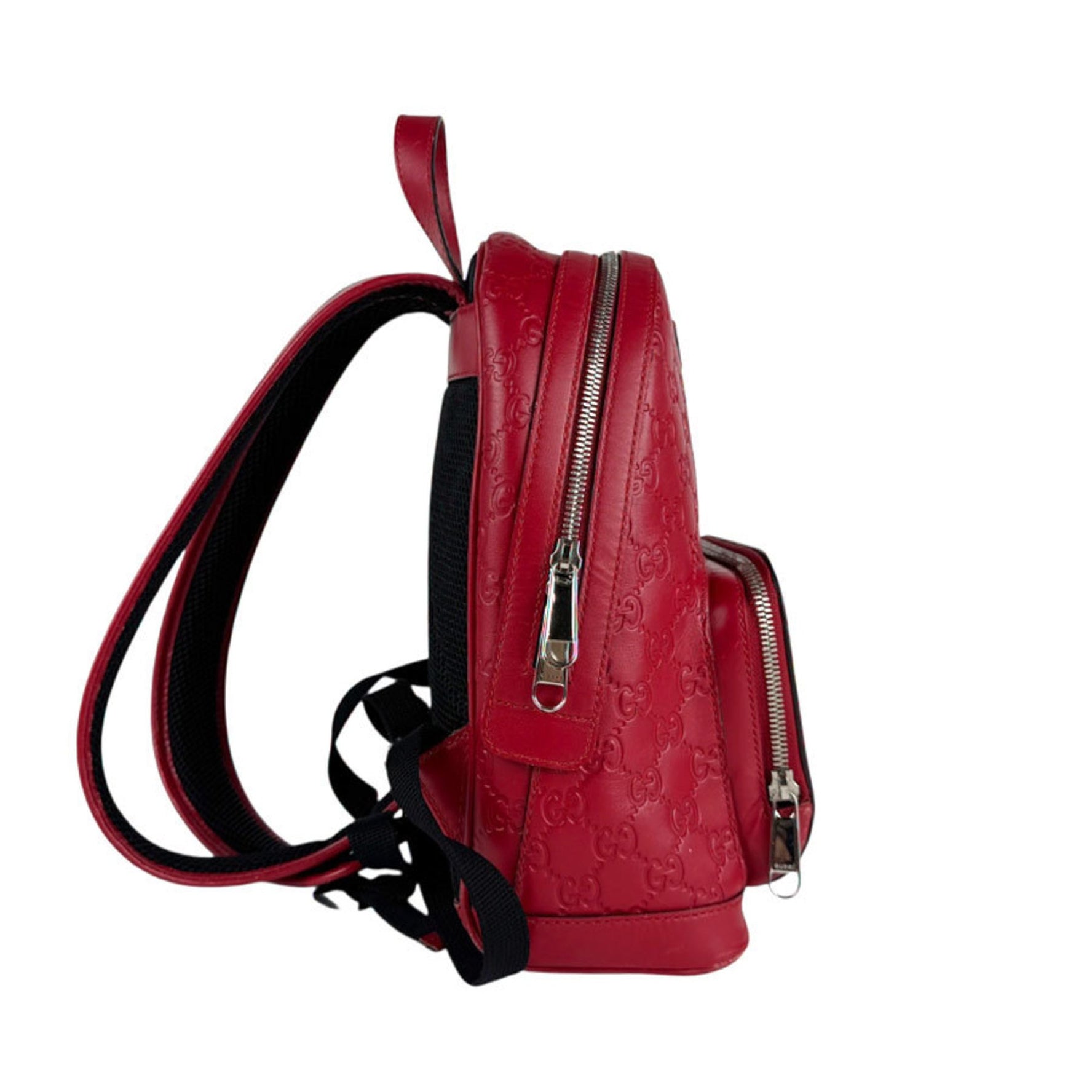 Gucci Guccissima Leather Backpack in Red and Silver