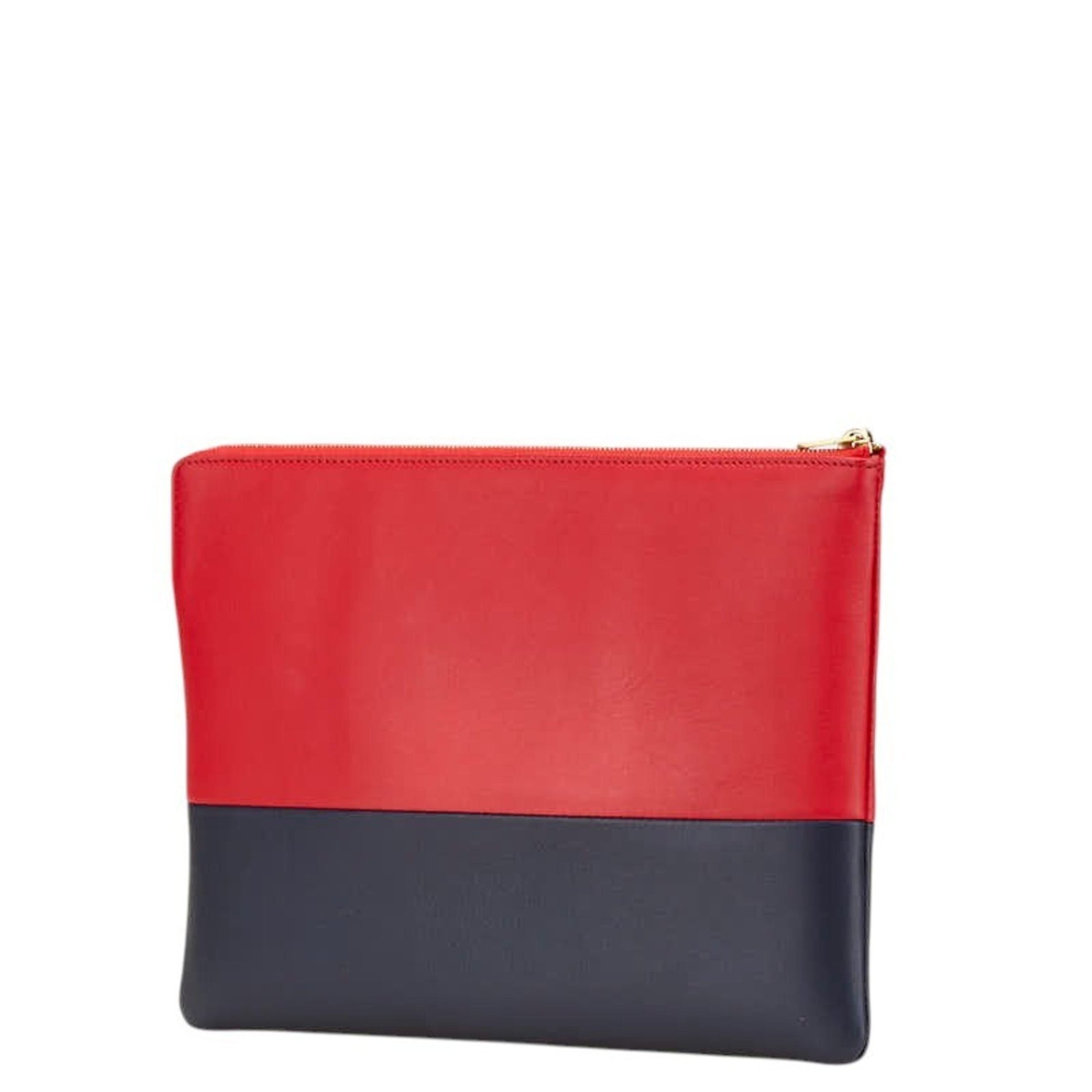 Celine Two-Tone Clutch Bag in Red and Black Leather