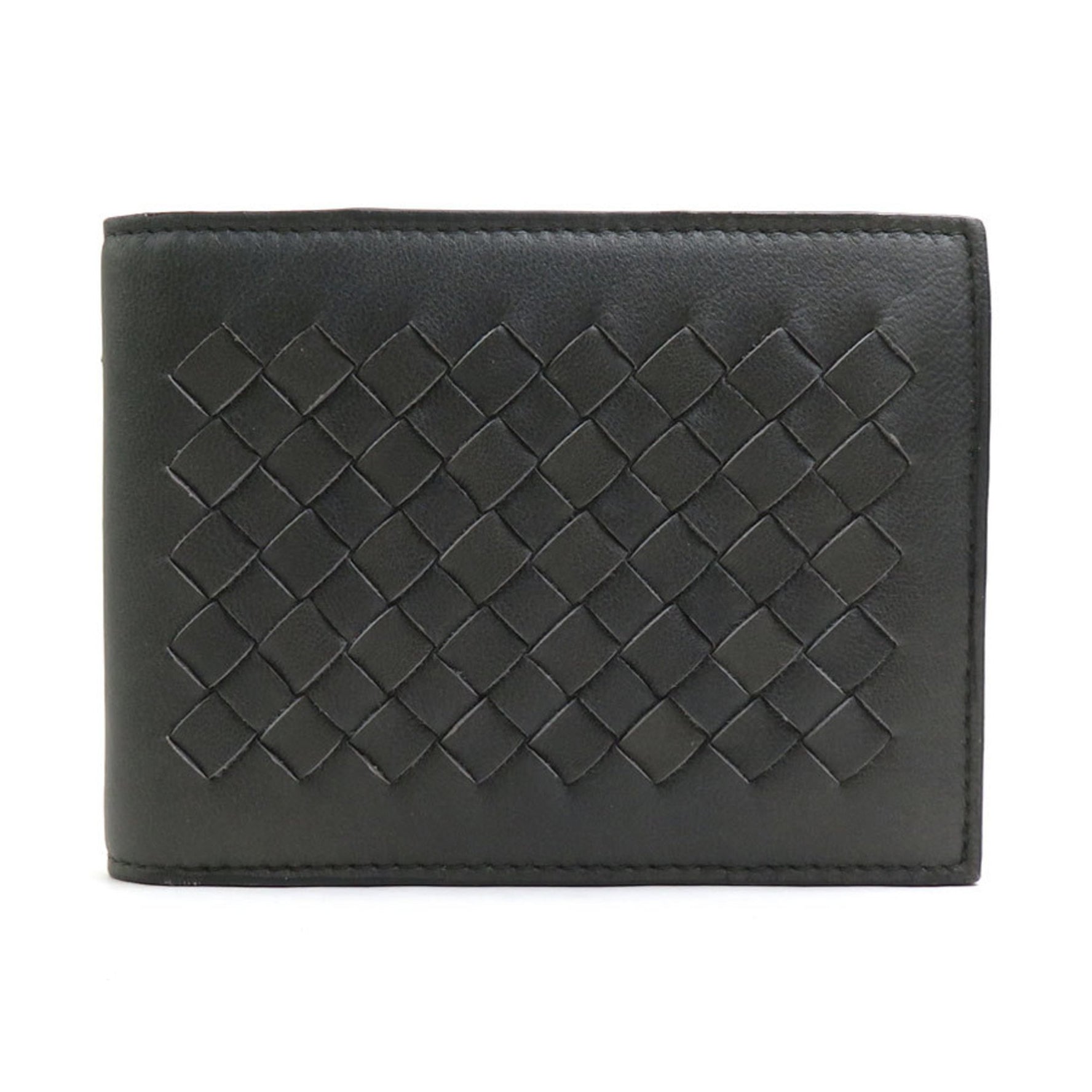 Bottega Veneta Bi-fold Wallet Intrecciato Leather Dark Grey Men's w0957a