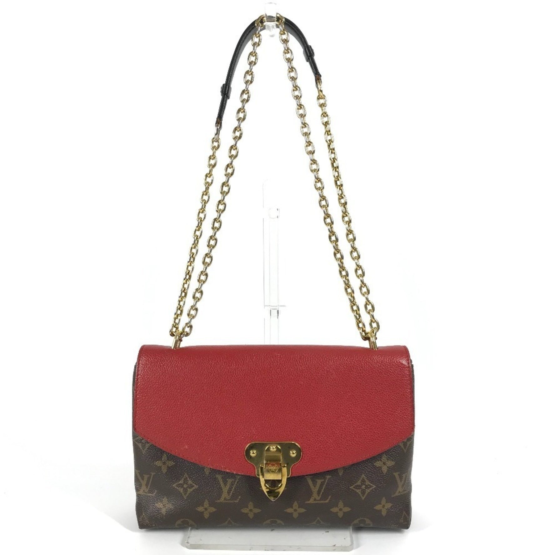 Louis Vuitton Monogram San Placide Bag Crossbody Chain Pochette Flap Shoulder Canvas Brown