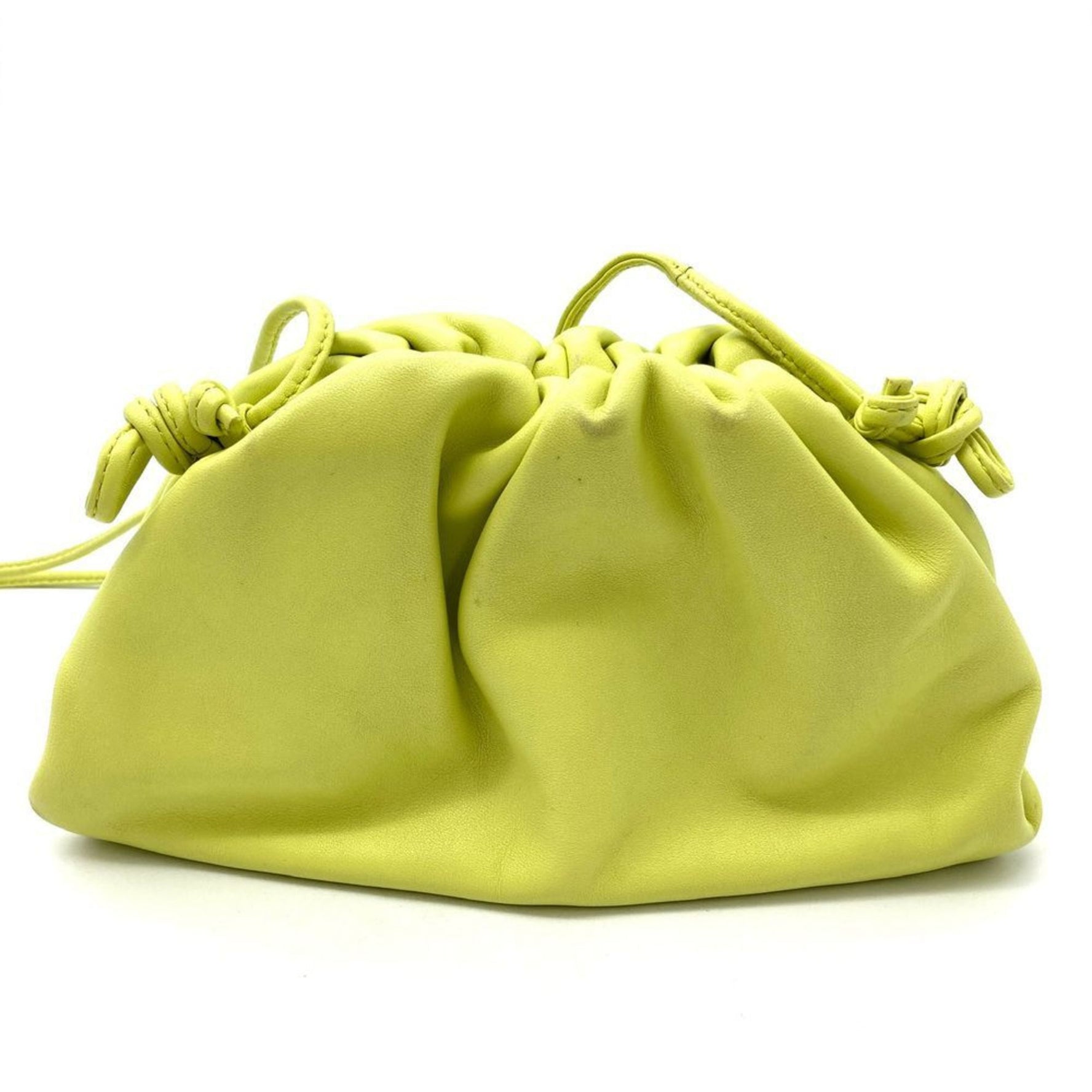 BOTTEGA VENETA Mini The Pouch Shoulder Bag Leather Kiwi Pochette Lime Yellow Light