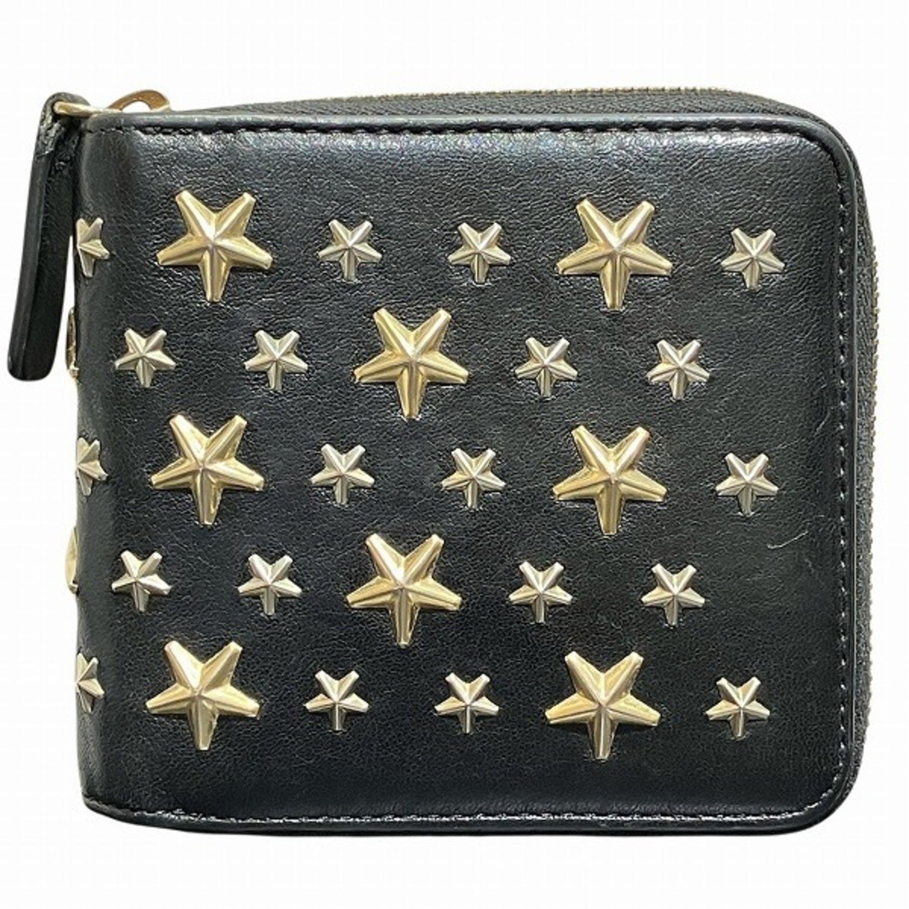 Jimmy Choo Star Studs Round Zip Bifold Wallet for Men and Women