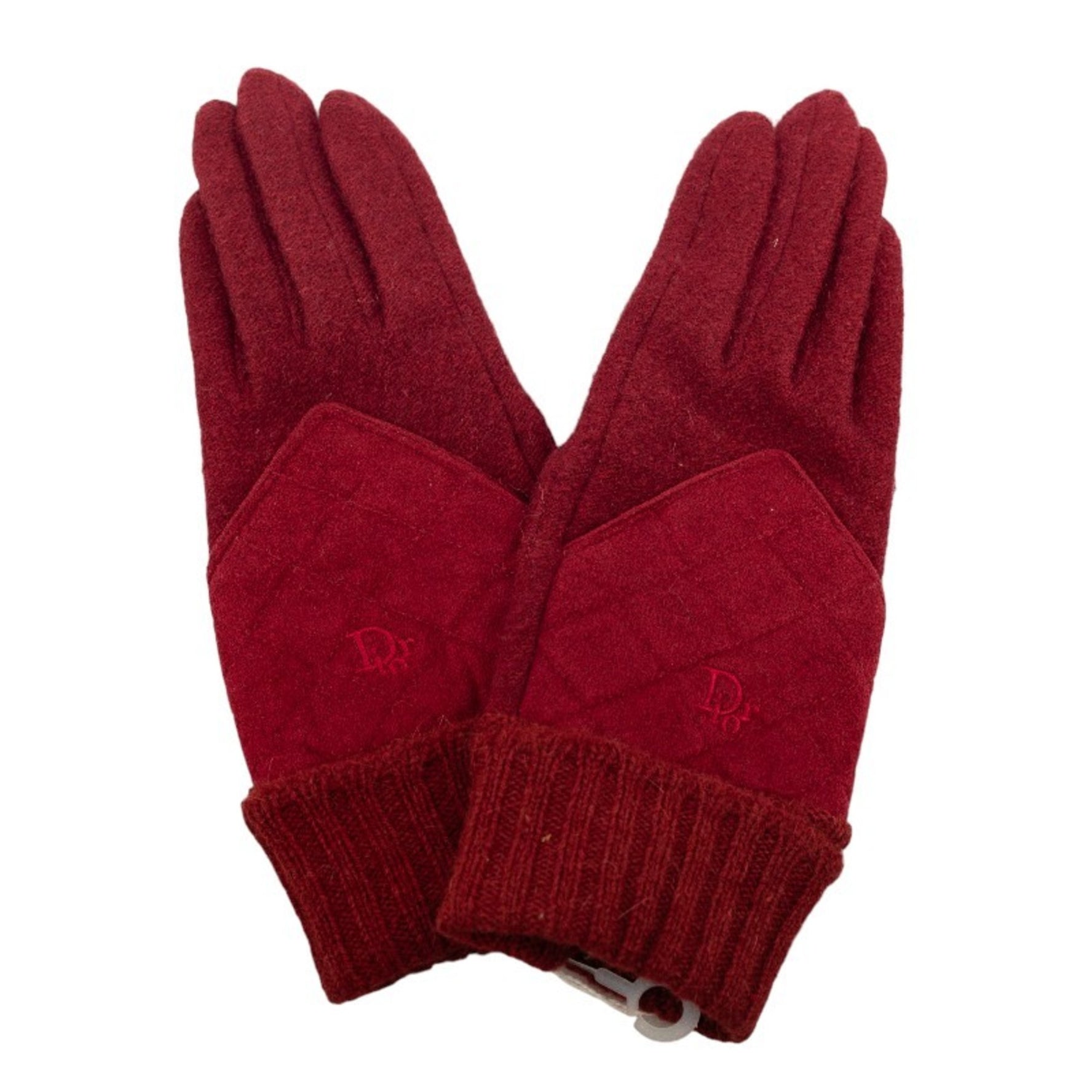 Christian Dior Dior Gloves Red Wool Nylon