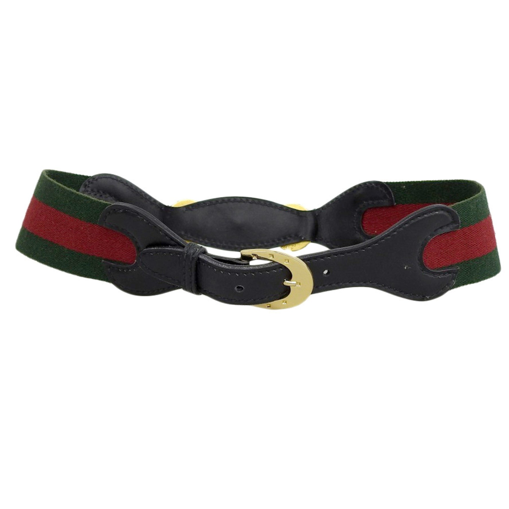GUCCI Vintage Sherry Line x Horsebit Belt 70-28 Green Red