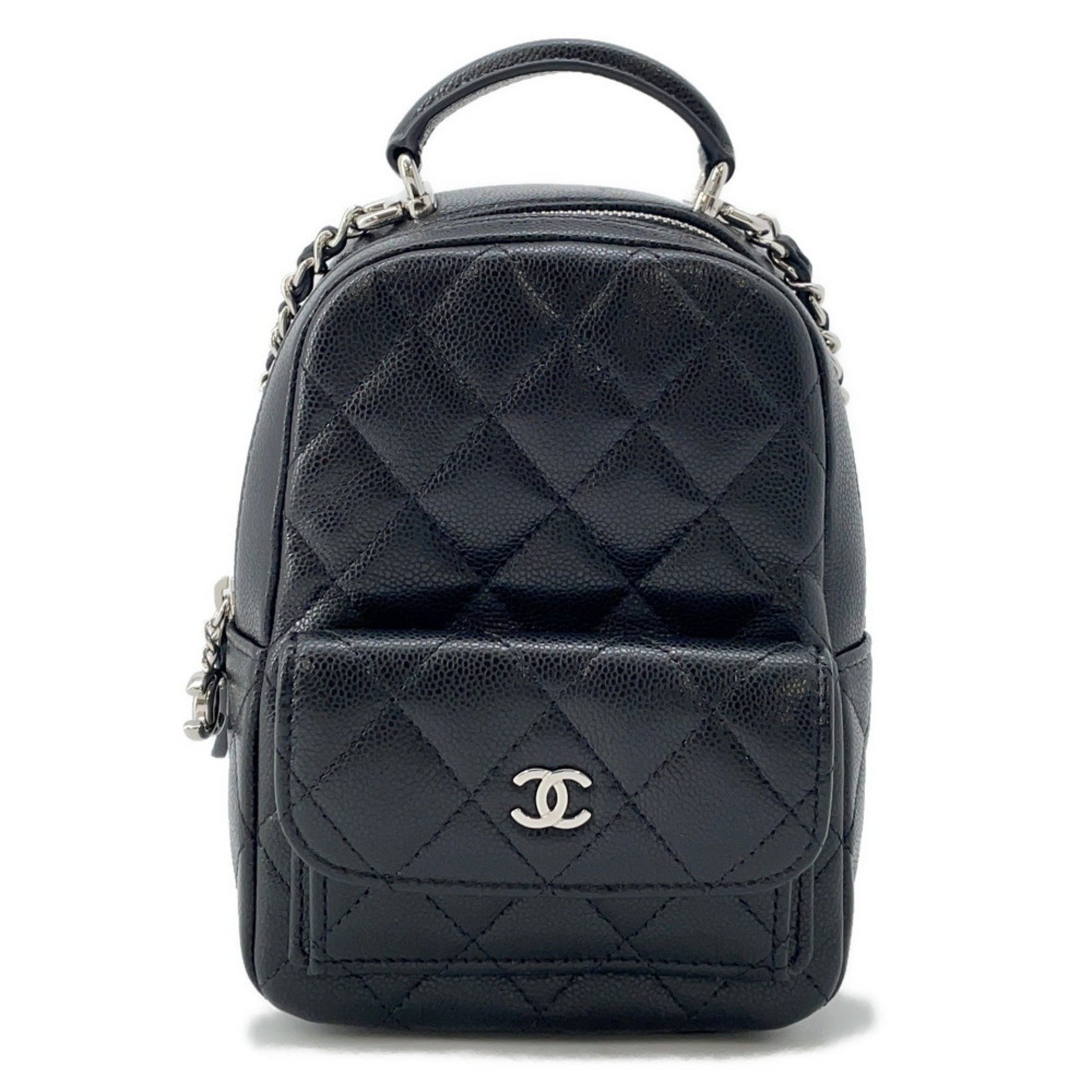 CHANEL Matelasse Coco Mark Mini Backpack in Caviar Skin