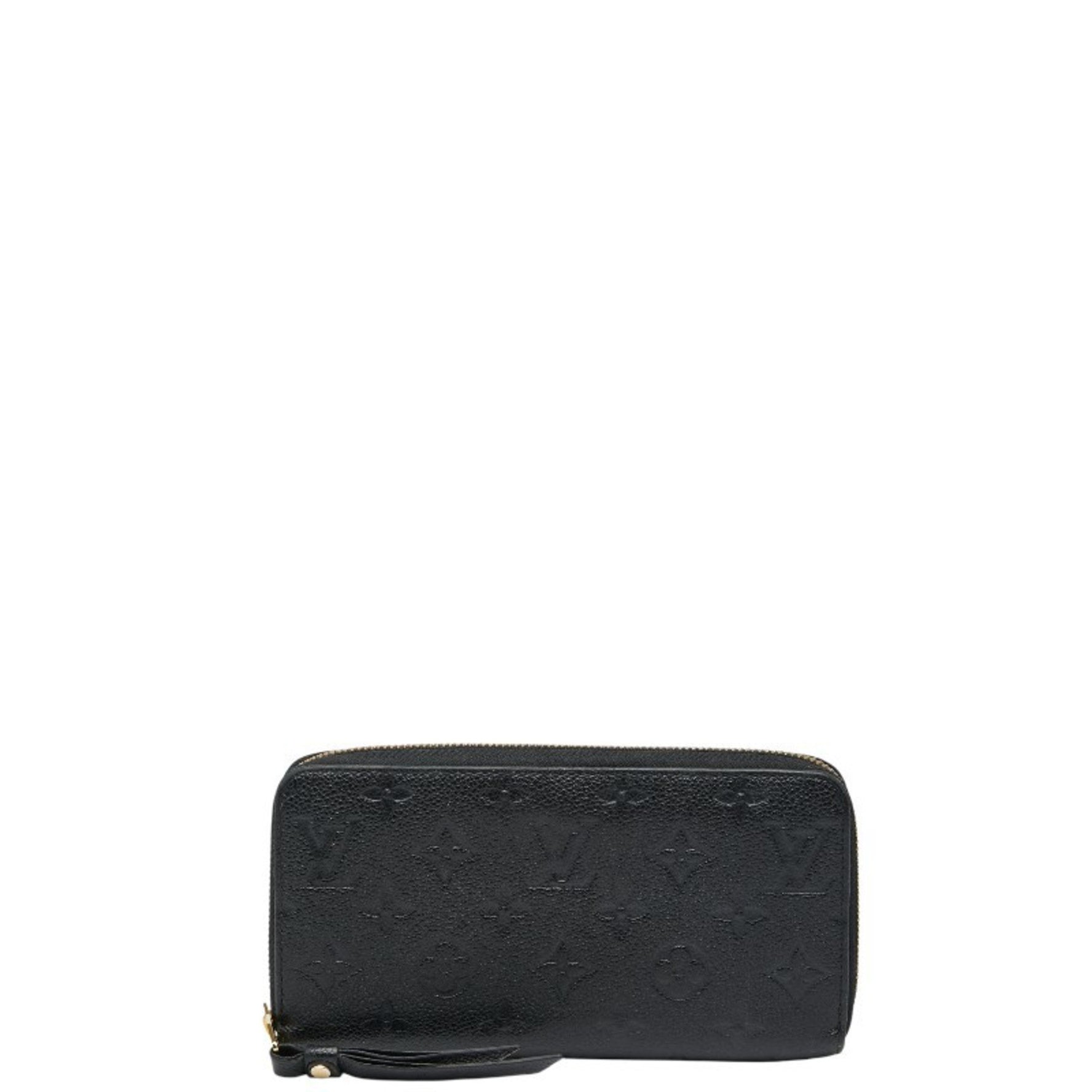 Louis Vuitton Monogram Empreinte Zippy Wallet, Round Zipper Long Wallet Noir Black Leather, LOUIS VUITTON