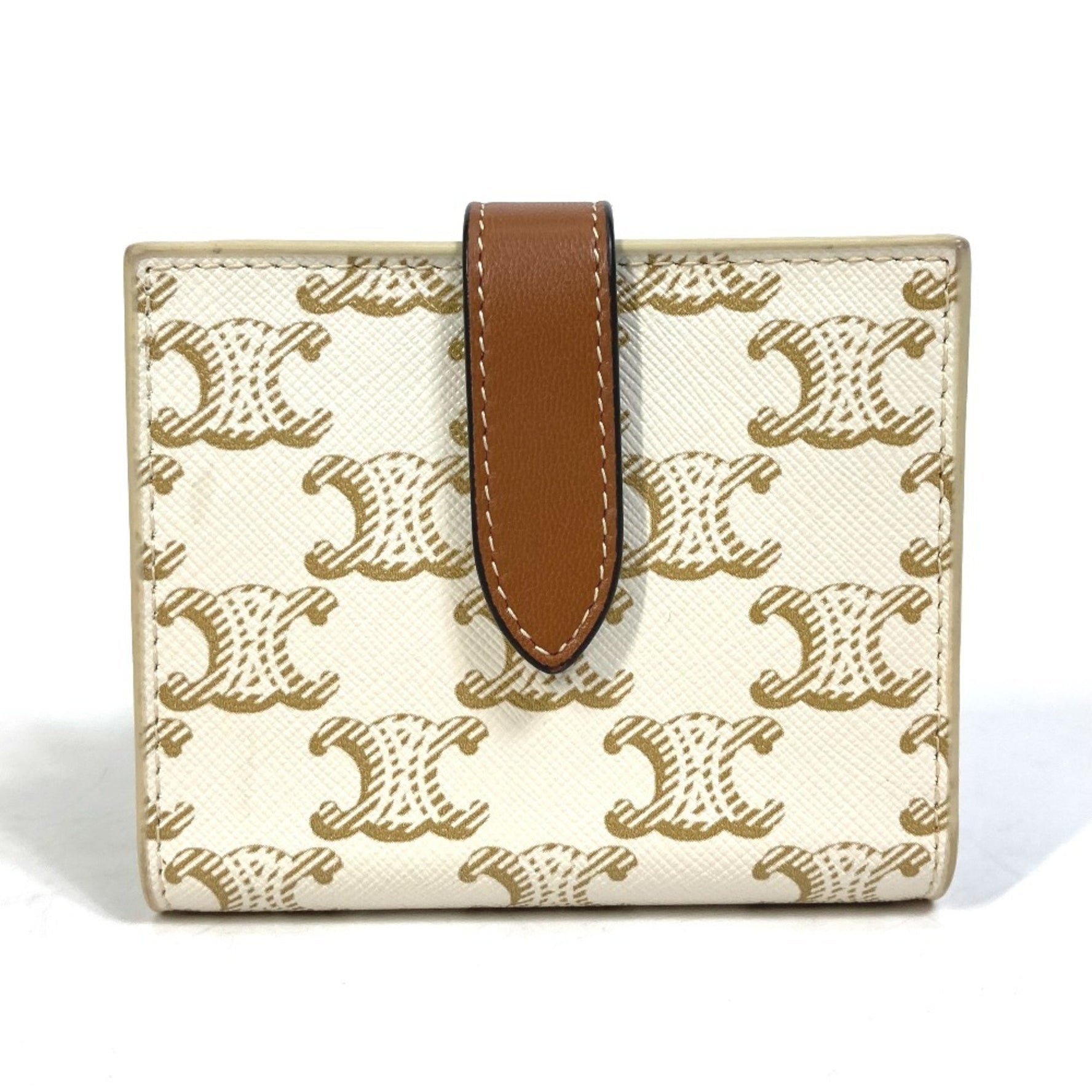 CELINE Macadam Triomphe Wallet, Bifold PVC/Leather, White/Brown