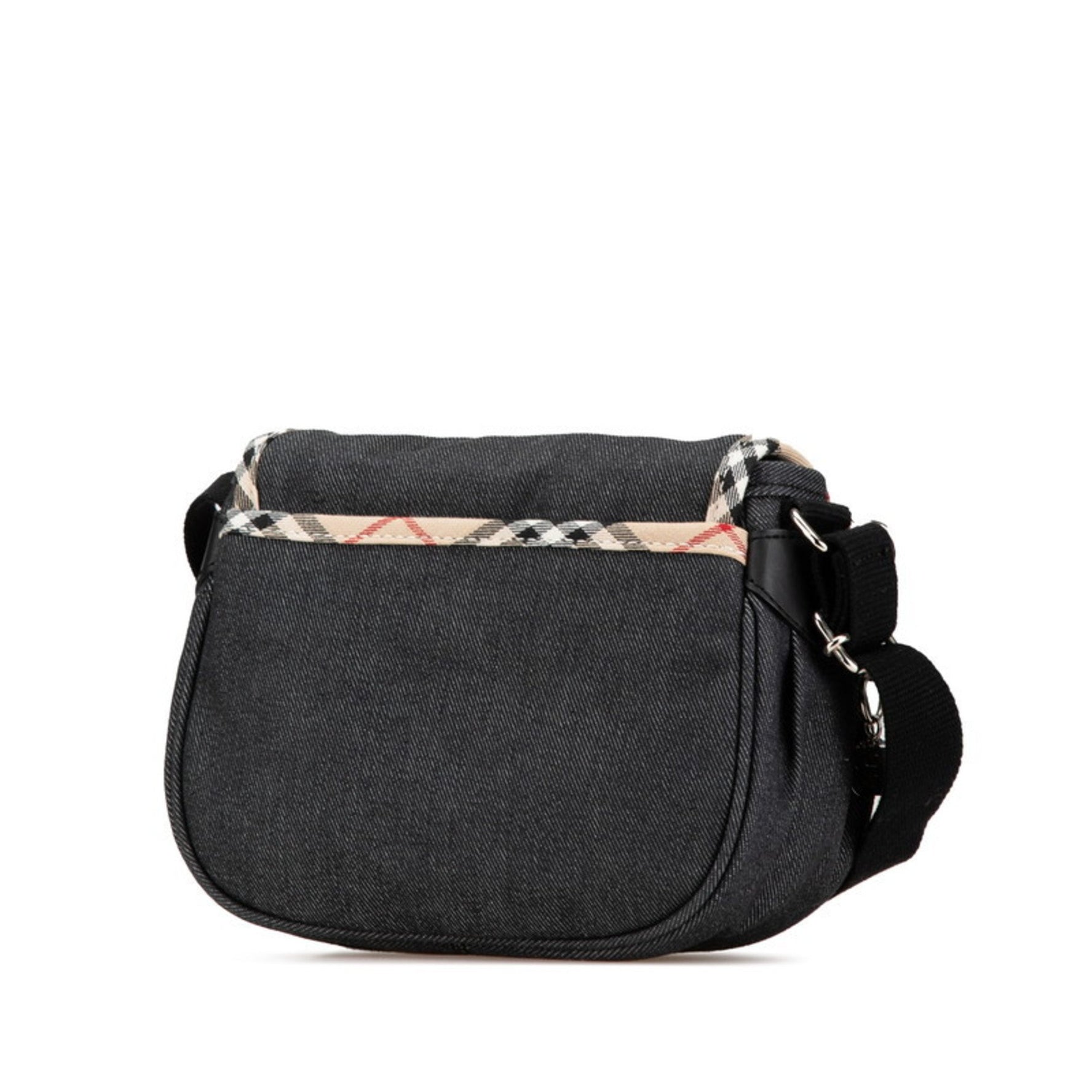 Burberry Nova Check Crossbody Shoulder Bag in Black and Beige Denim