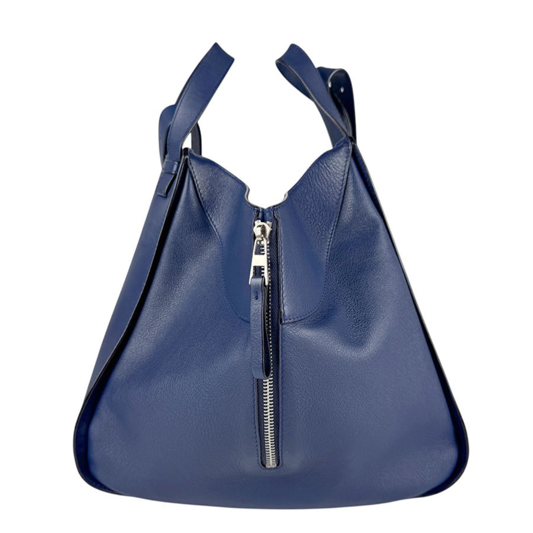 LOEWE Handbag Shoulder Bag Hammock Leather Navy Blue Silver