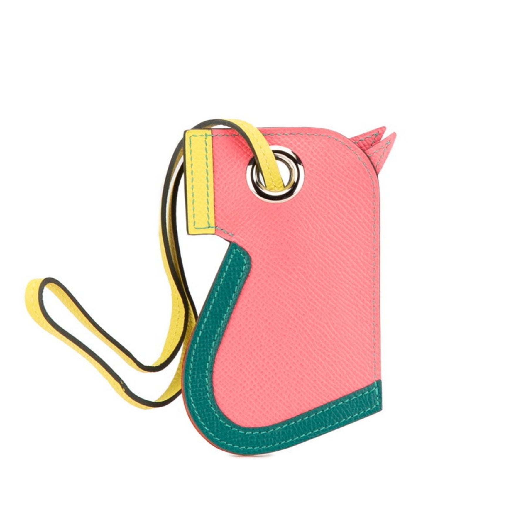 Hermes Camayle Horse Keychain Bag Charm Rose Azalee Malachite Epsom Leather