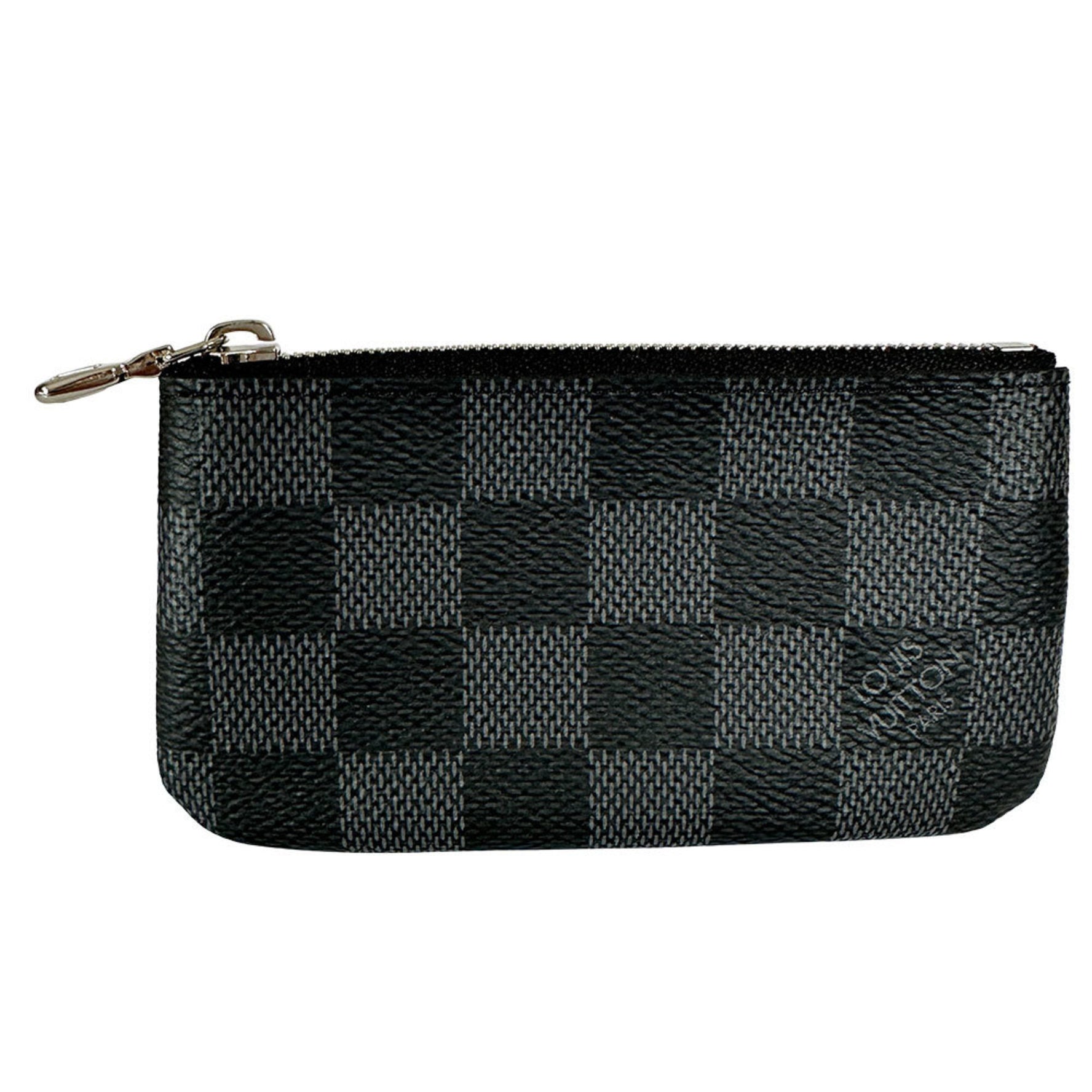 Louis Vuitton Damier Graphite Canvas Pochette Cle (Black/Grey) Mini Compact with Charm