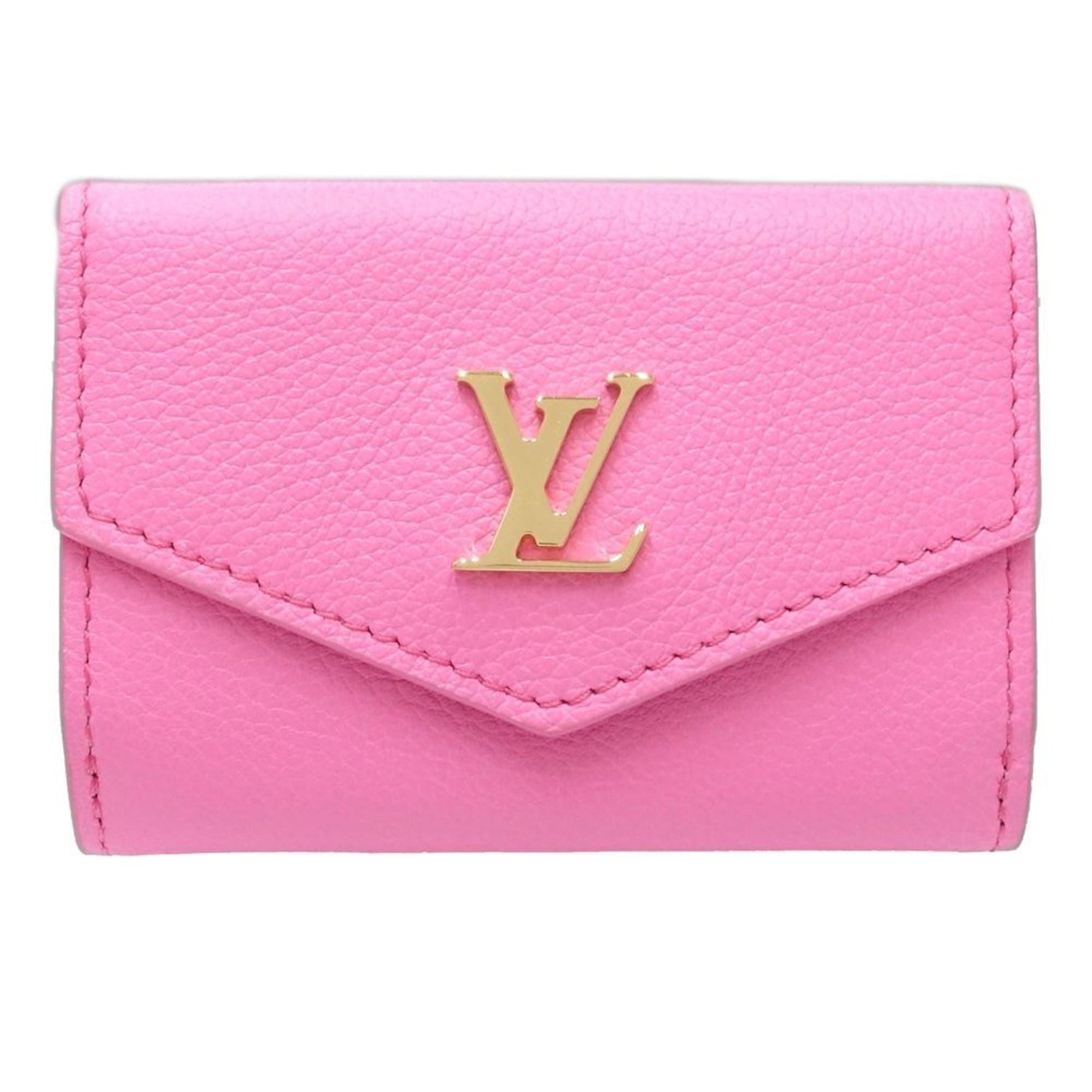 LOUIS VUITTON Louis Vuitton Tri-fold Wallet Portefeuille Rock Mini in Taurillon Leather with Rose Lollipop Design