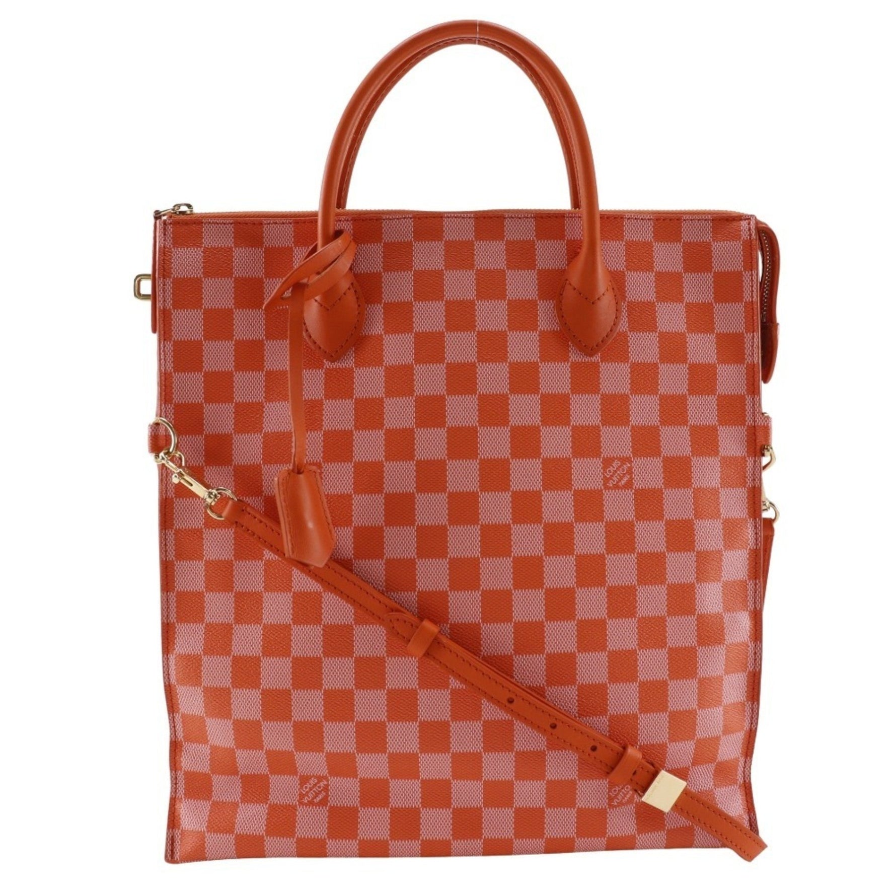 Louis Vuitton Mobile Handbag Tote Bag Shoulder Damier Canvas Pimont 2013 Orange
