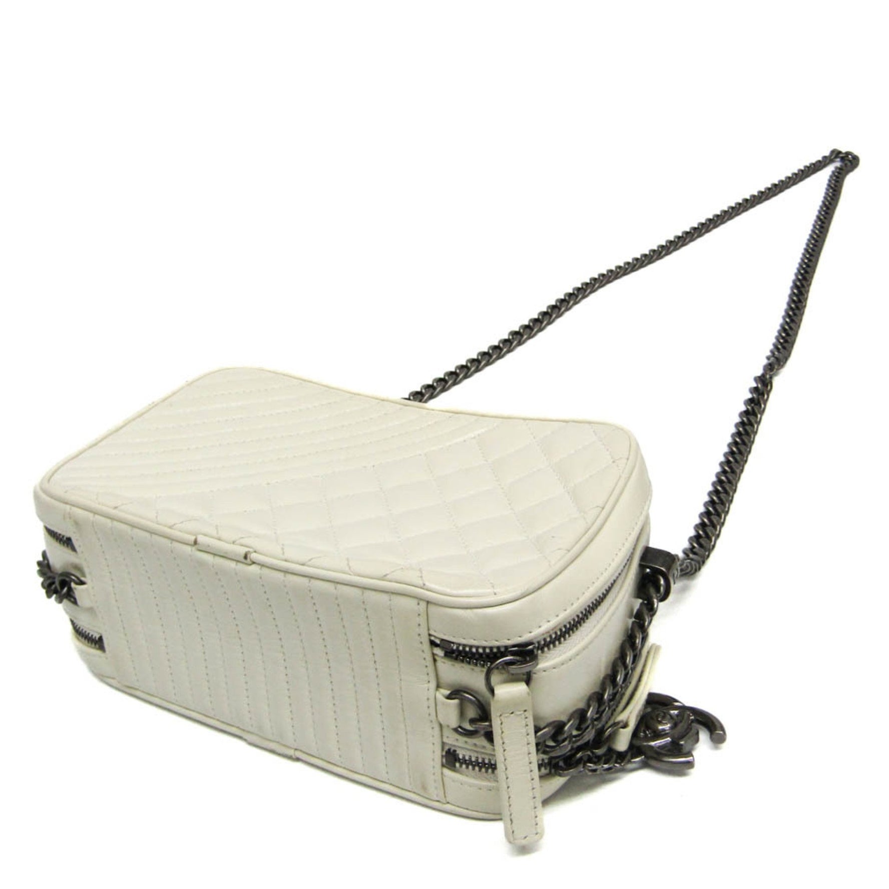 Chanel Boy Chanel Camera Bag A92656 Women's Leather Shoulder Bag Cream