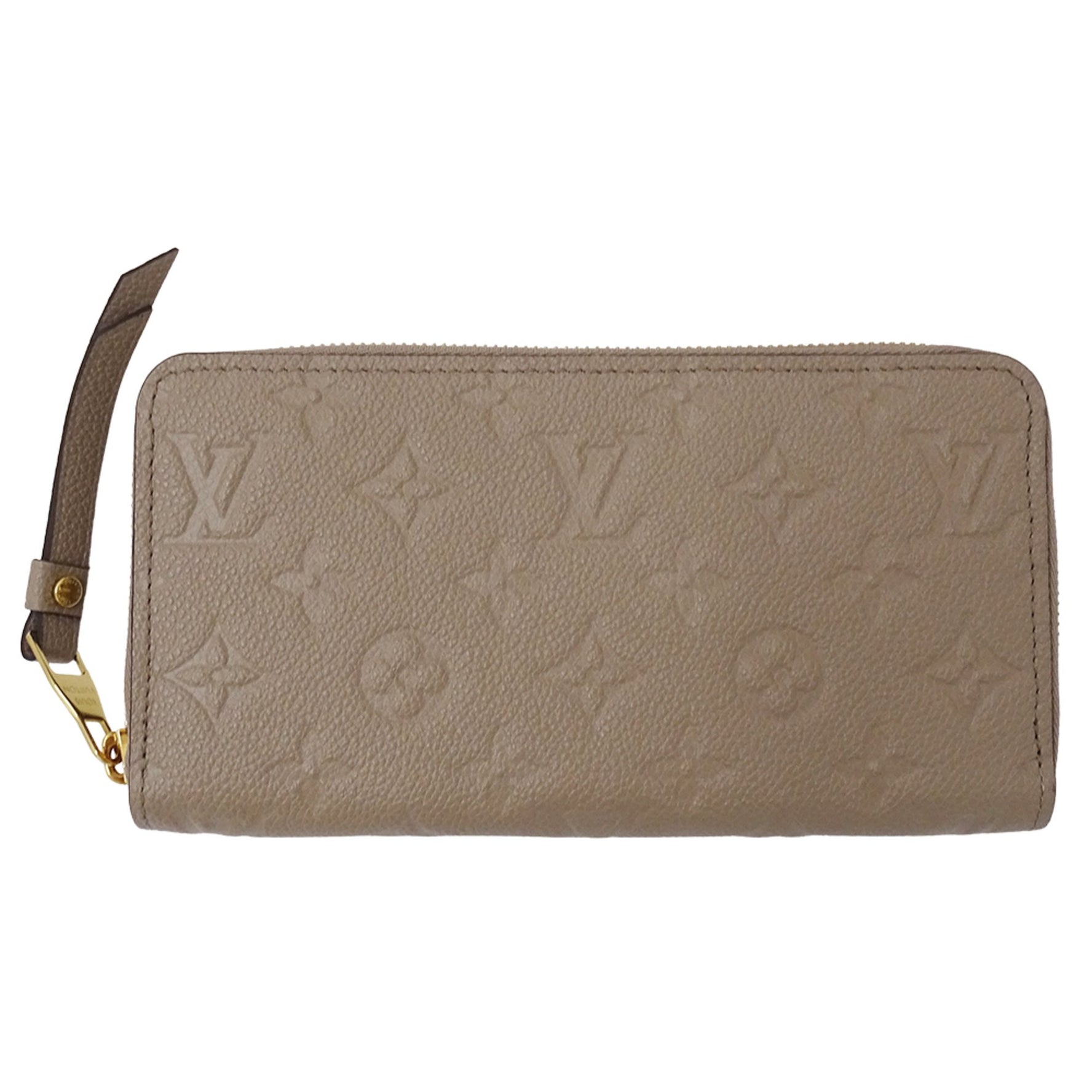 Louis Vuitton Monogram Empreinte Brand Long Wallet Zippy Tourterelle Round Zipper Beige