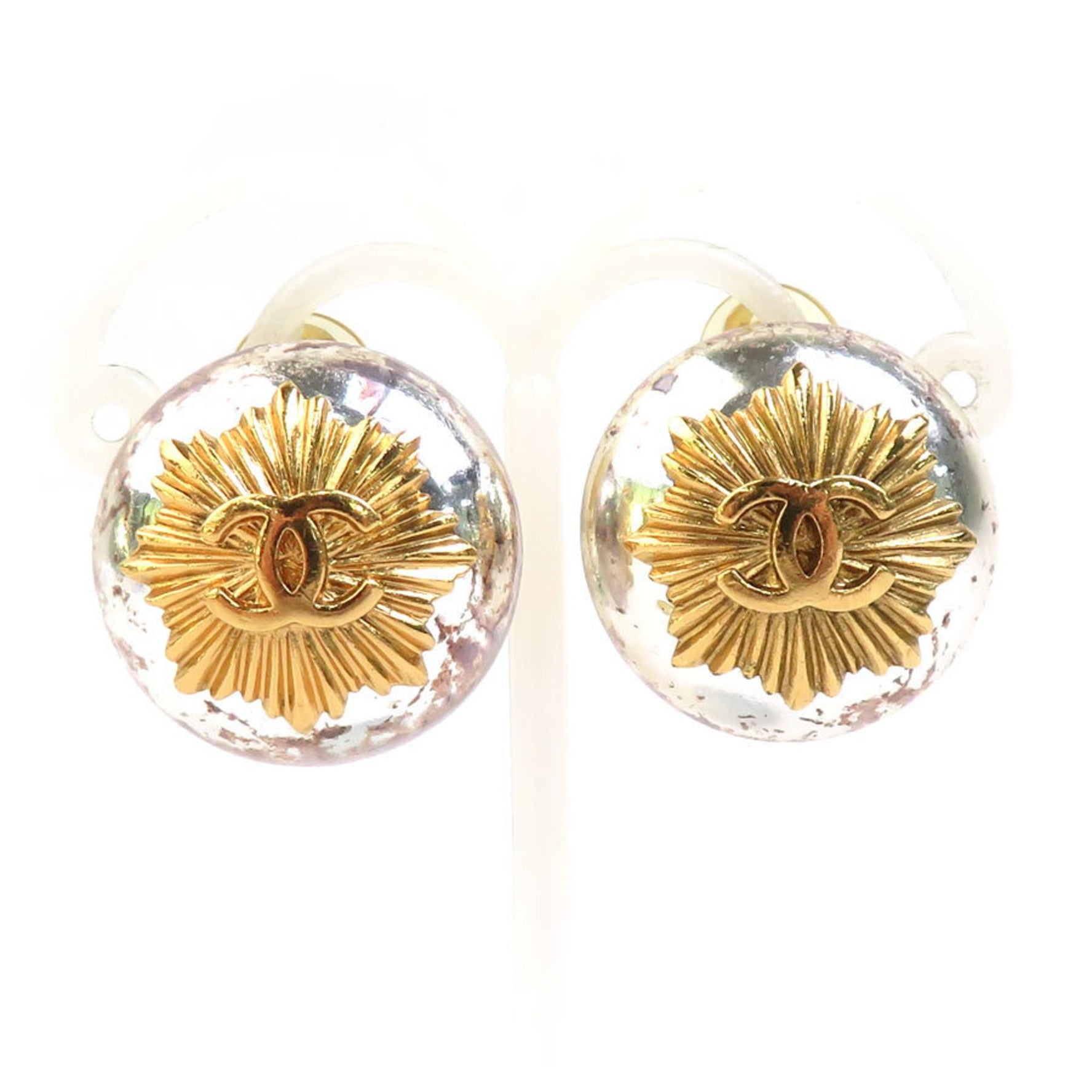 CHANEL Earrings, Metal, Silver and Gold, Women's, H31428a