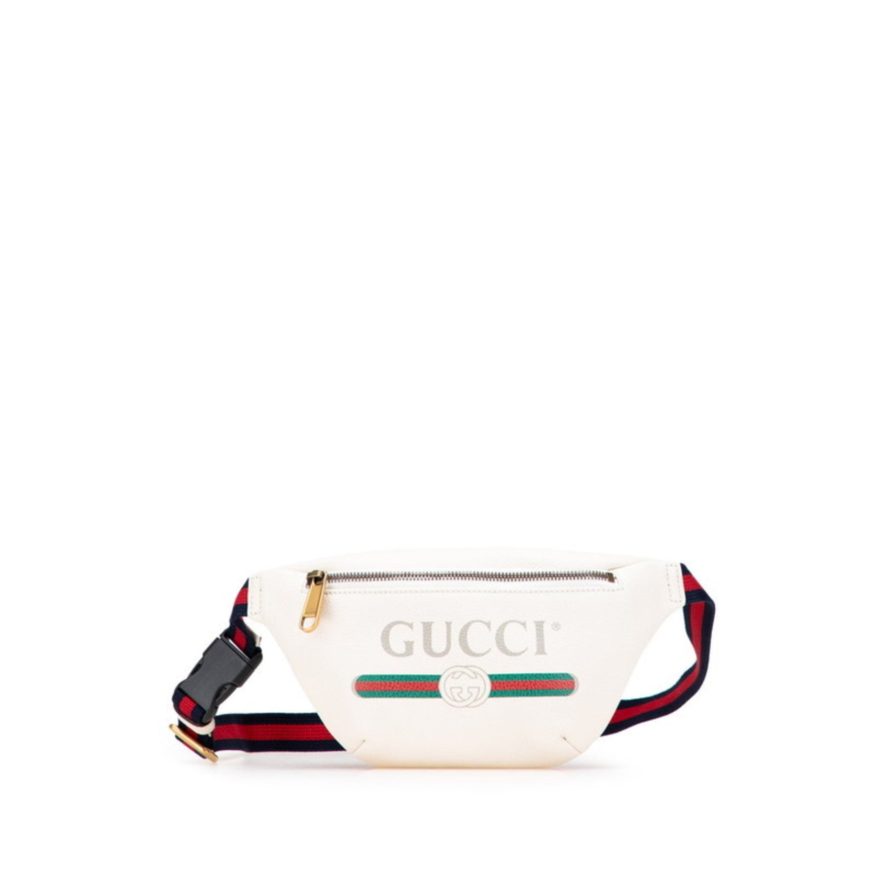 Gucci logo print waist bag/body bag in white and multicolored leather .