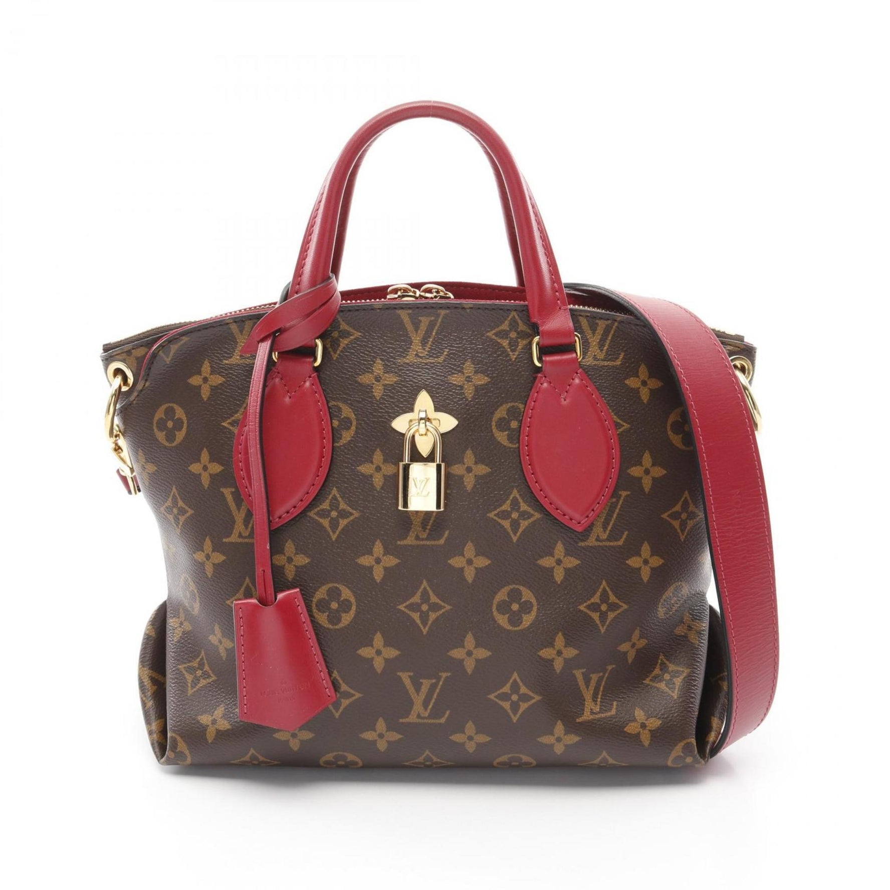 Louis Vuitton Flower Zip Tote PM Bag Coated Canvas Leather Monogram Brown Bordeaux