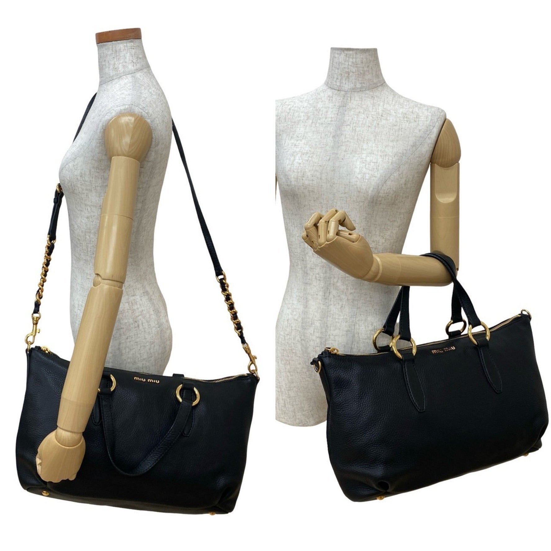 Miu Miu MIUMIU Miu Logo Hardware Leather Genuine Handbag Mini Boston Bag Shoulder 935-9