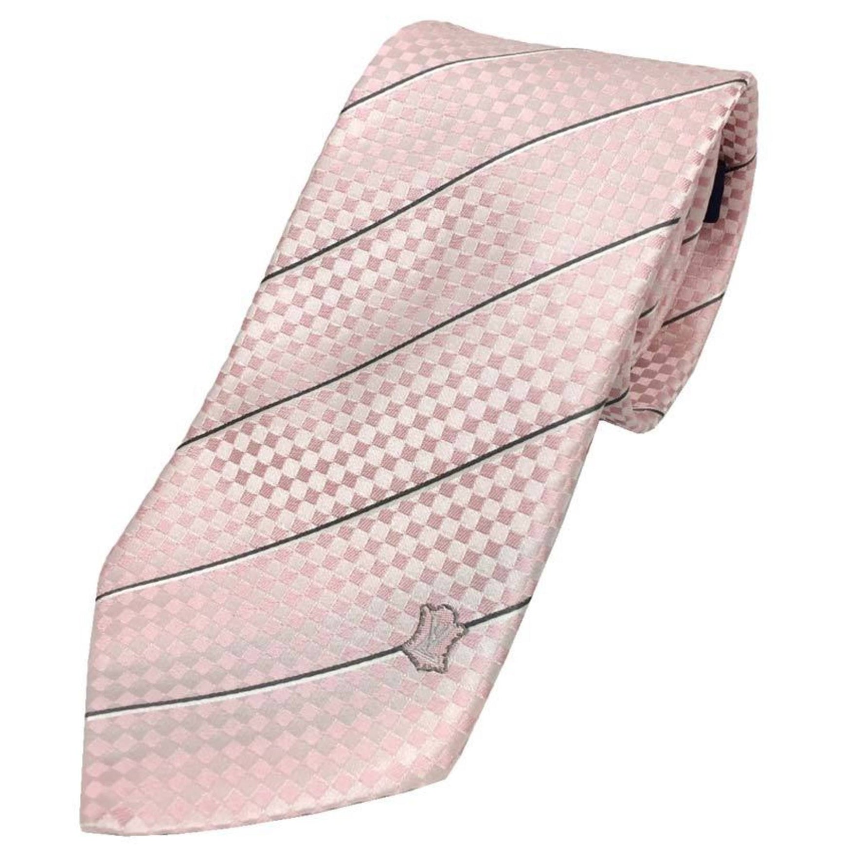 Louis Vuitton Cravate Ec Tie, Rose Pale Damier Finish, 100% Silk