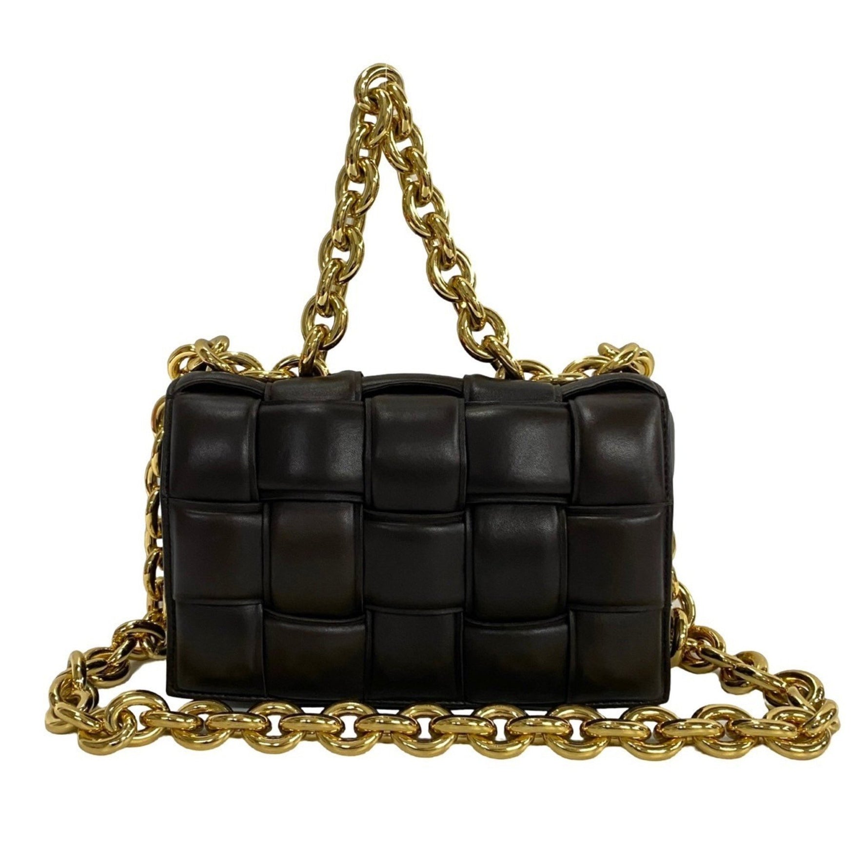 BOTTEGA VENETA The Chain Padded Cassette Leather Shoulder Bag/Pochette in Dark