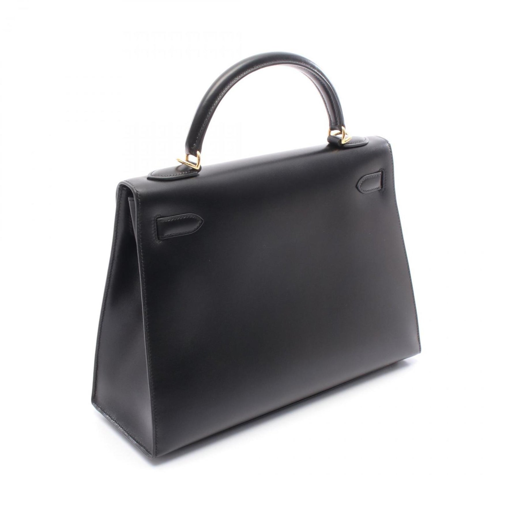 Hermes Hermès Kelly 32 handbag in calfskin box calf leather, black.