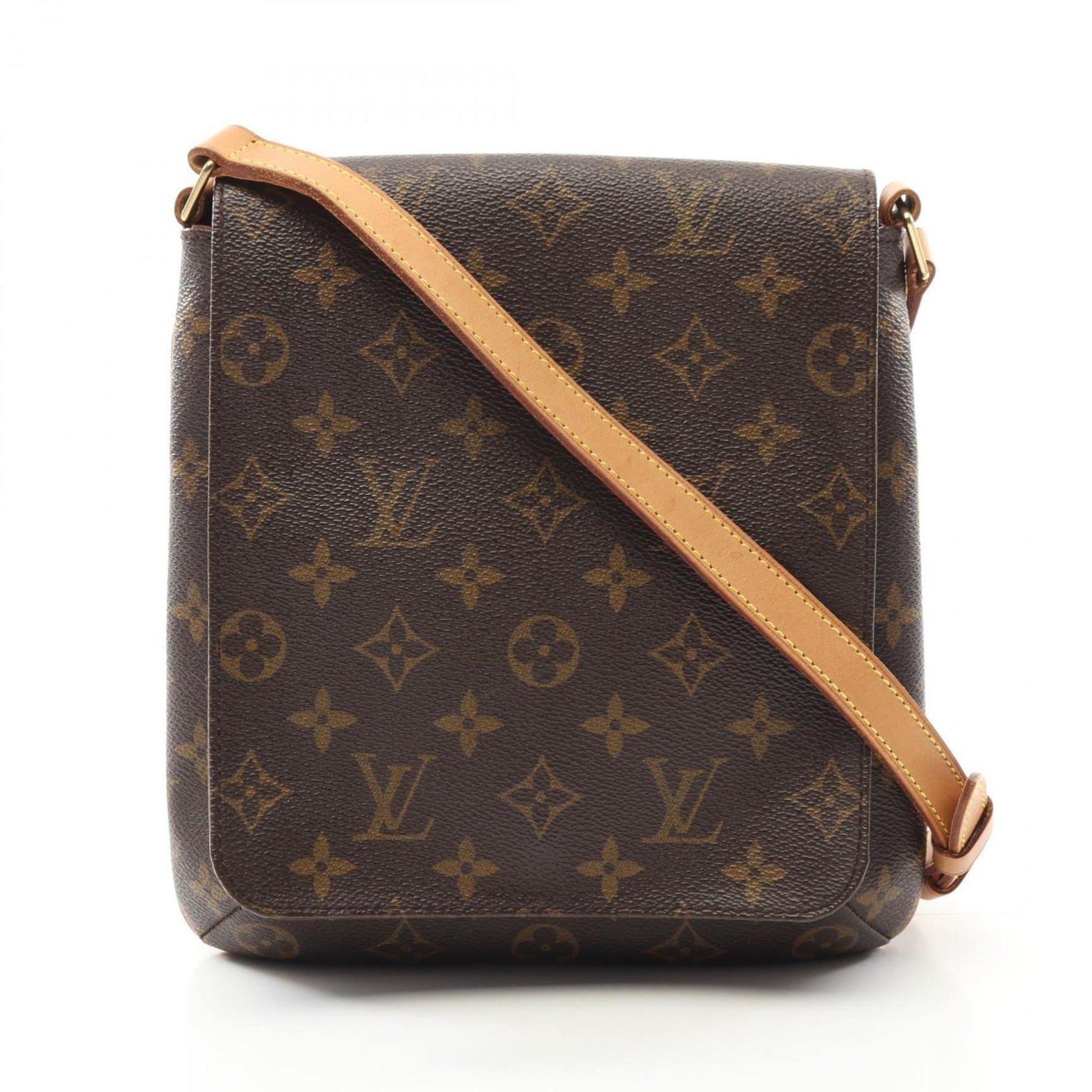 Louis Vuitton Musette Salsa Long Strap Shoulder Bag Coated Canvas Leather Monogram Brown