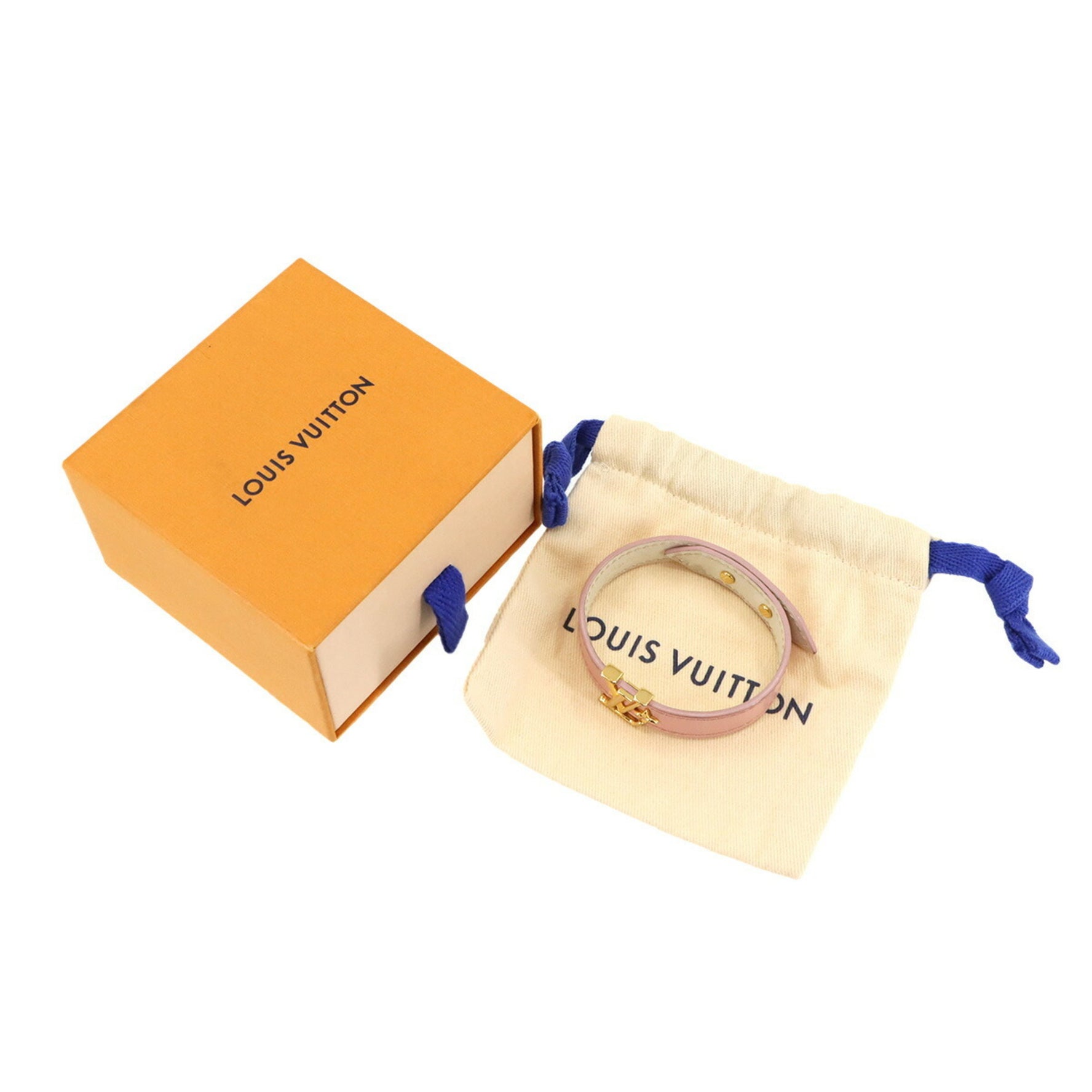 Louis Vuitton LV Iconic Bracelet, Leather, Rose Clair Gold