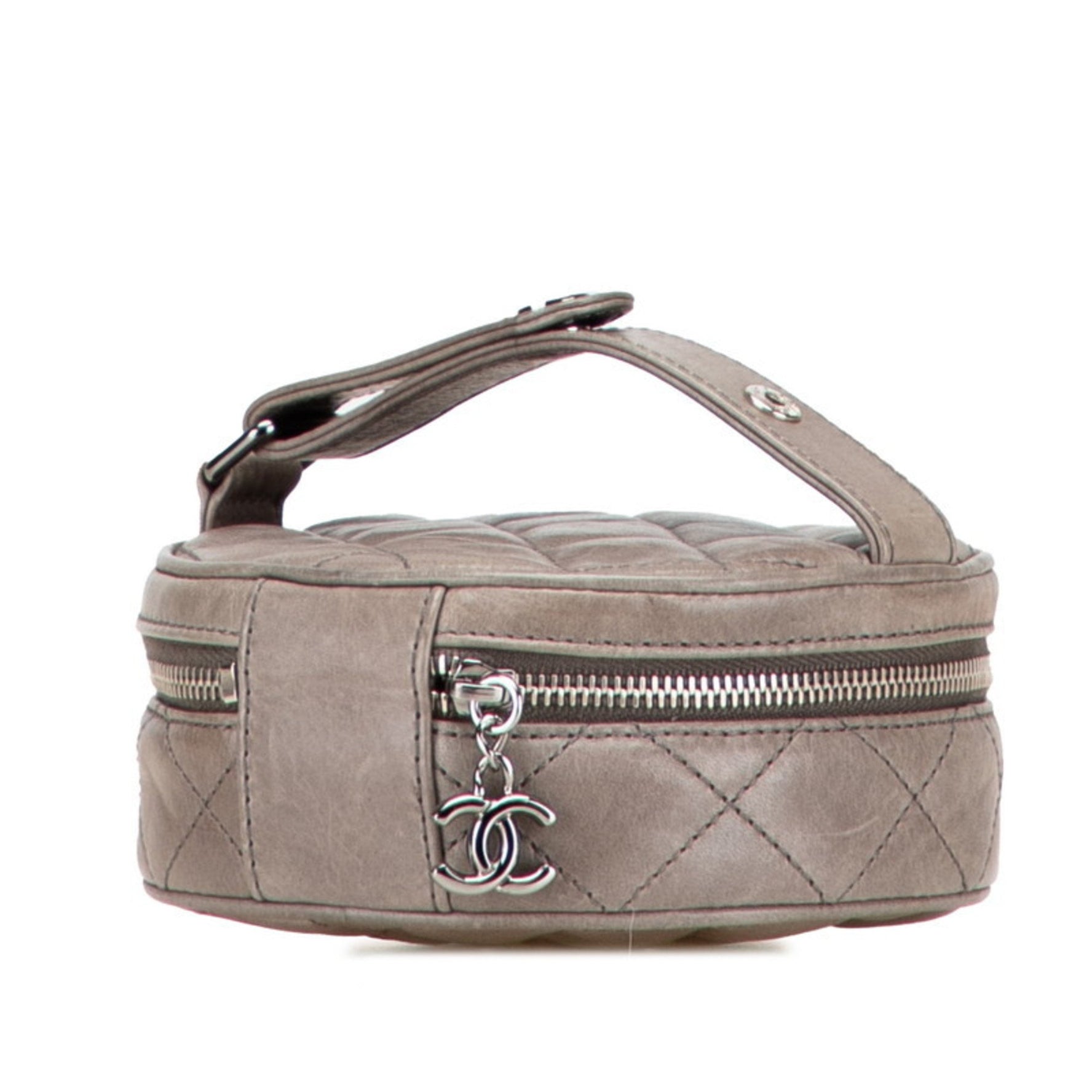 CHANEL Matelasse Coco Mark Round Pouch Vanity Bag in Lambskin