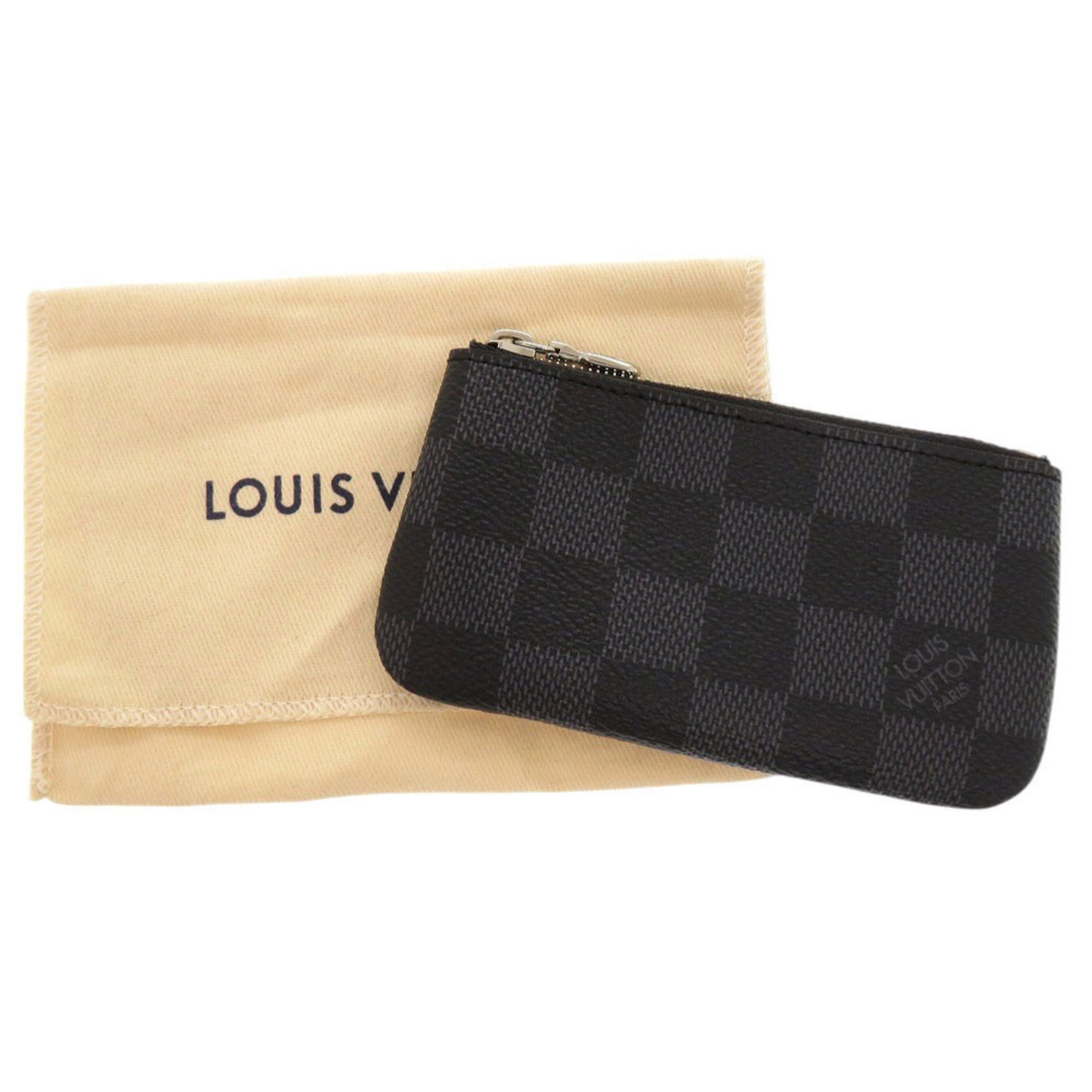 Like new Louis Vuitton Pochette Cle Damier Graphite Coin Case LV 0390 LOUIS VUITTON