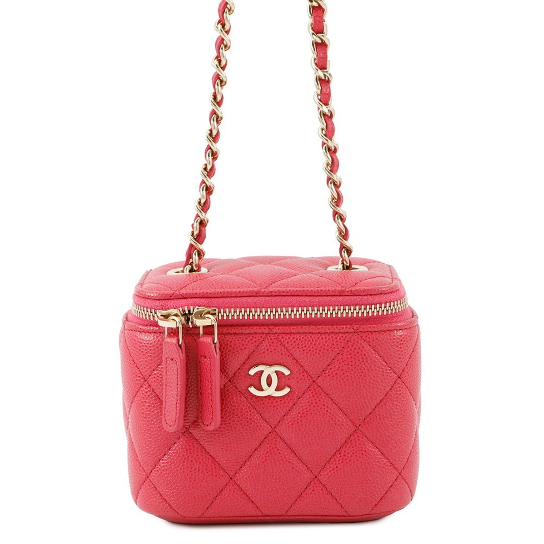 Chanel Chain Shoulder Bag, Matelasse, Coco Mark, Classic Mini Vanity Case, Caviar Skin