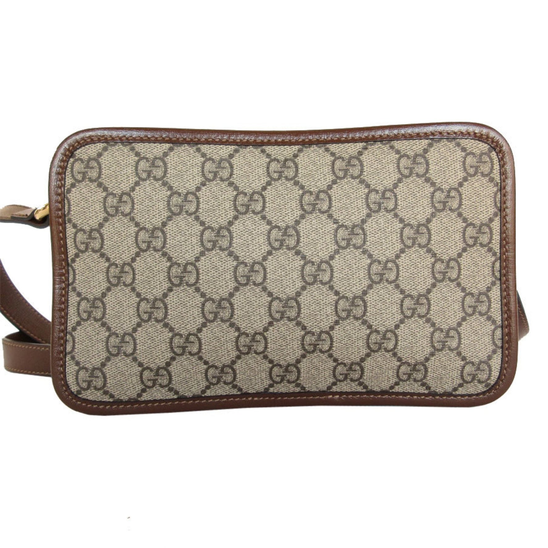 GUCCI Shoulder Bag GG Supreme Leather Beige Brown Gold Women's s0407i