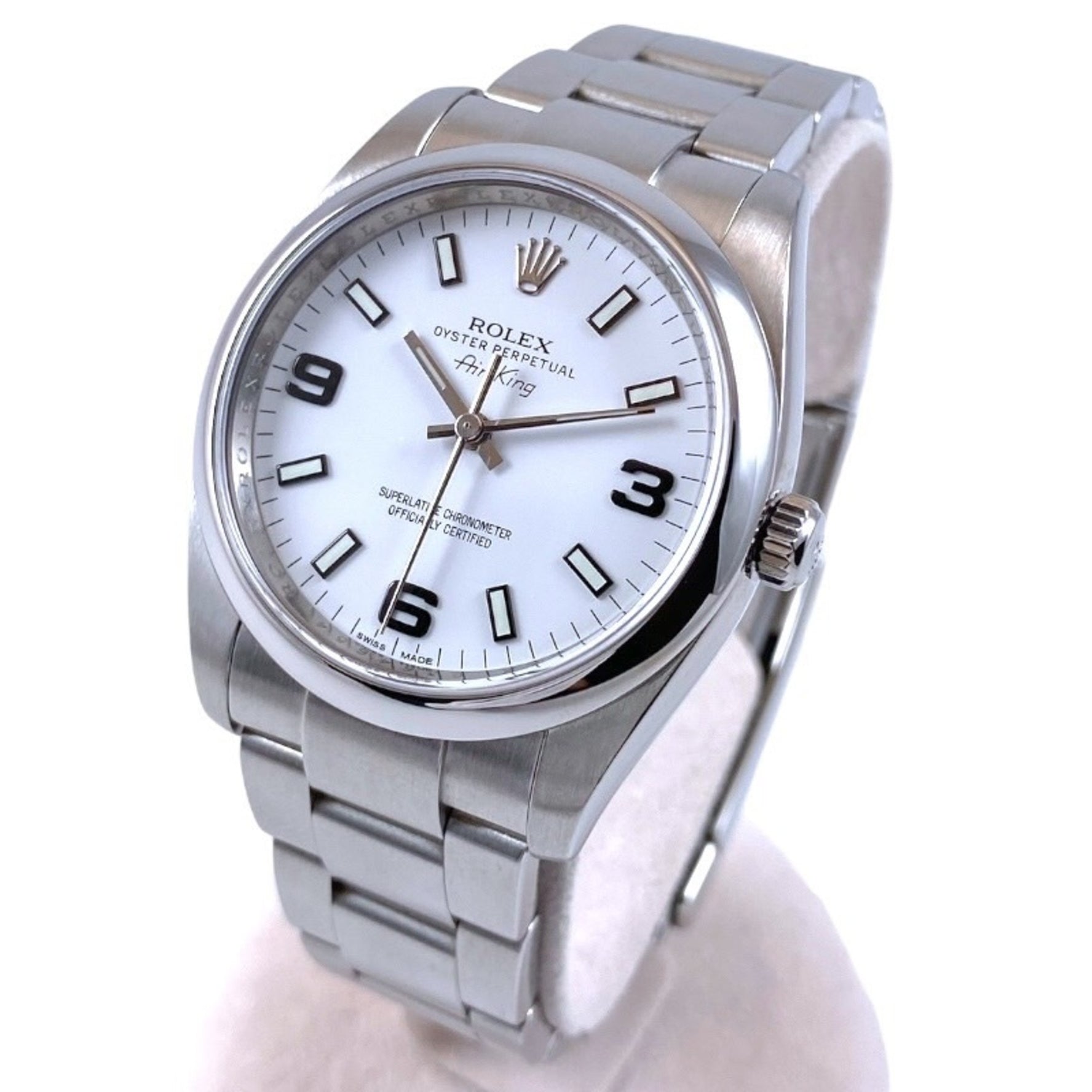 ROLEX Air-King Stainless Steel Watch, G Serial, White Dial, 369