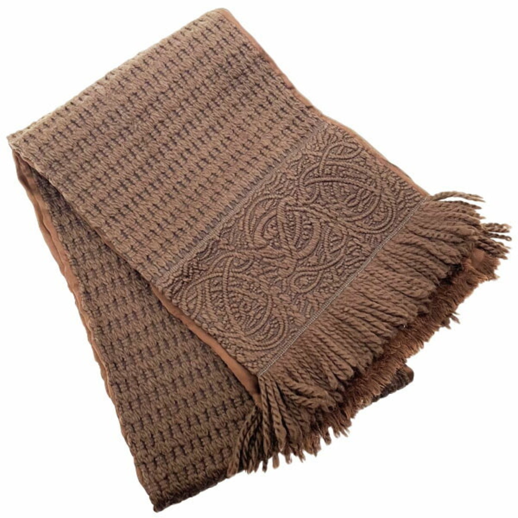 LOEWE Scarf Wool Yarn Silk Dark Brown Stole Shawl