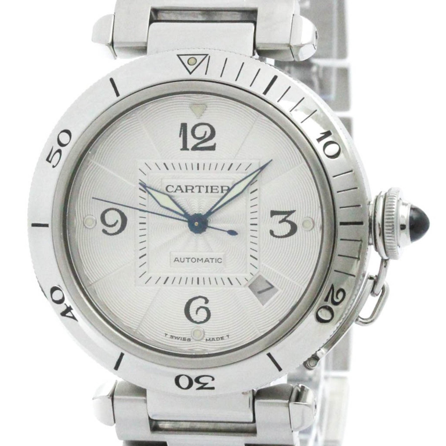 Polished CARTIER Pasha 38 Stainless Steel Automatic Mens Watch W31031H3 BF579749