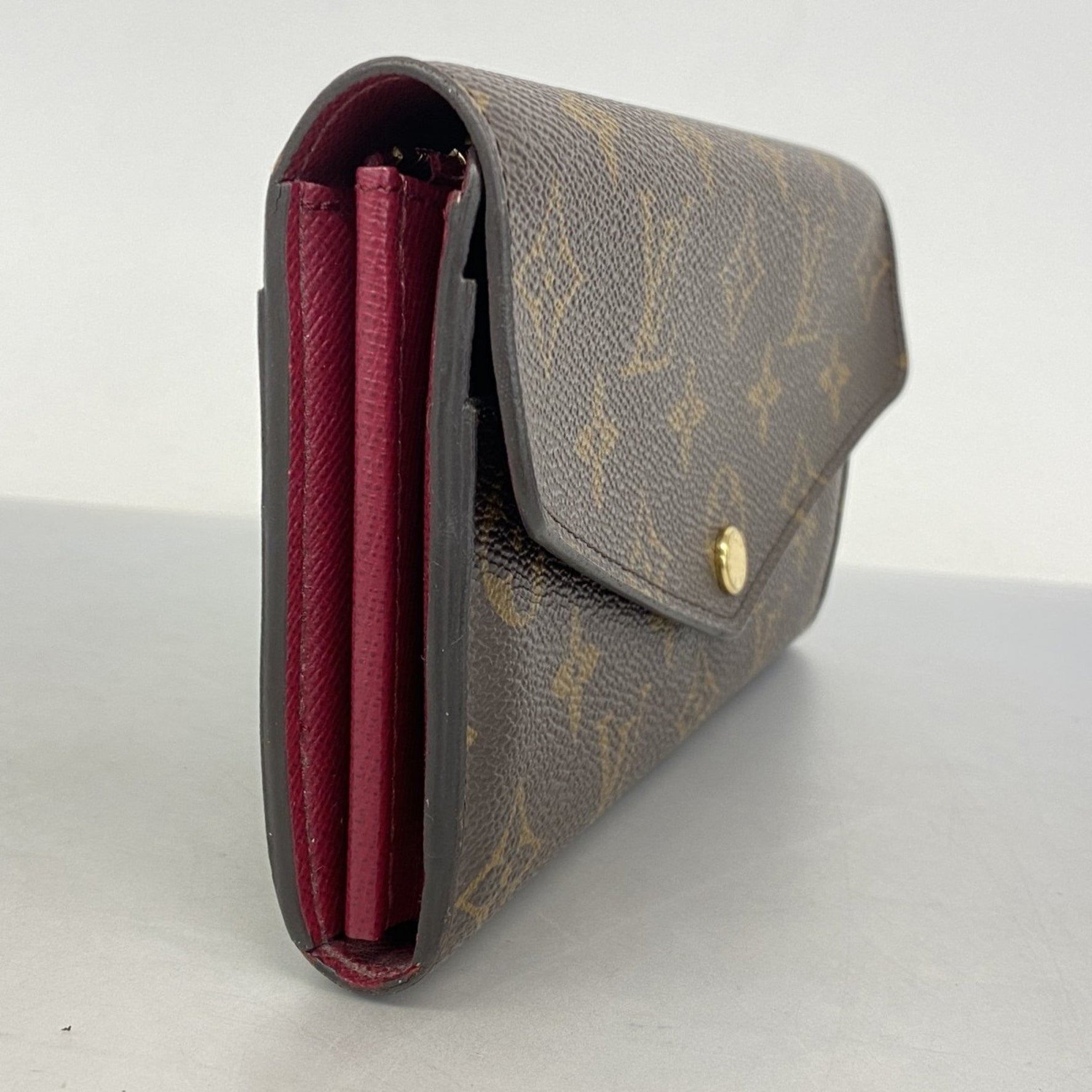 Louis Vuitton Monogram Portefeuille Sarah Long Wallet Brown Fuchsia