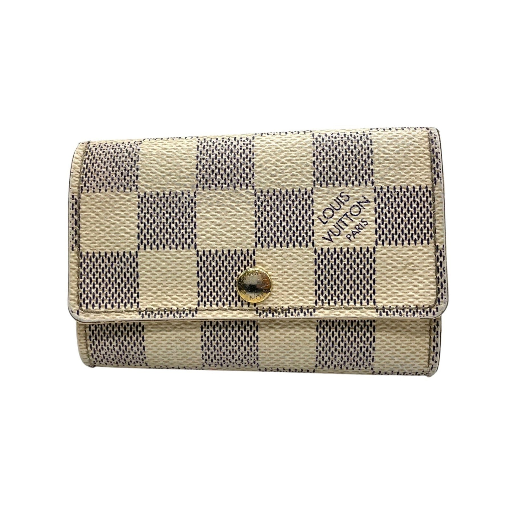 Louis Vuitton 6 Key Holder Damier Azur White Grey Leather with Gold Hardware