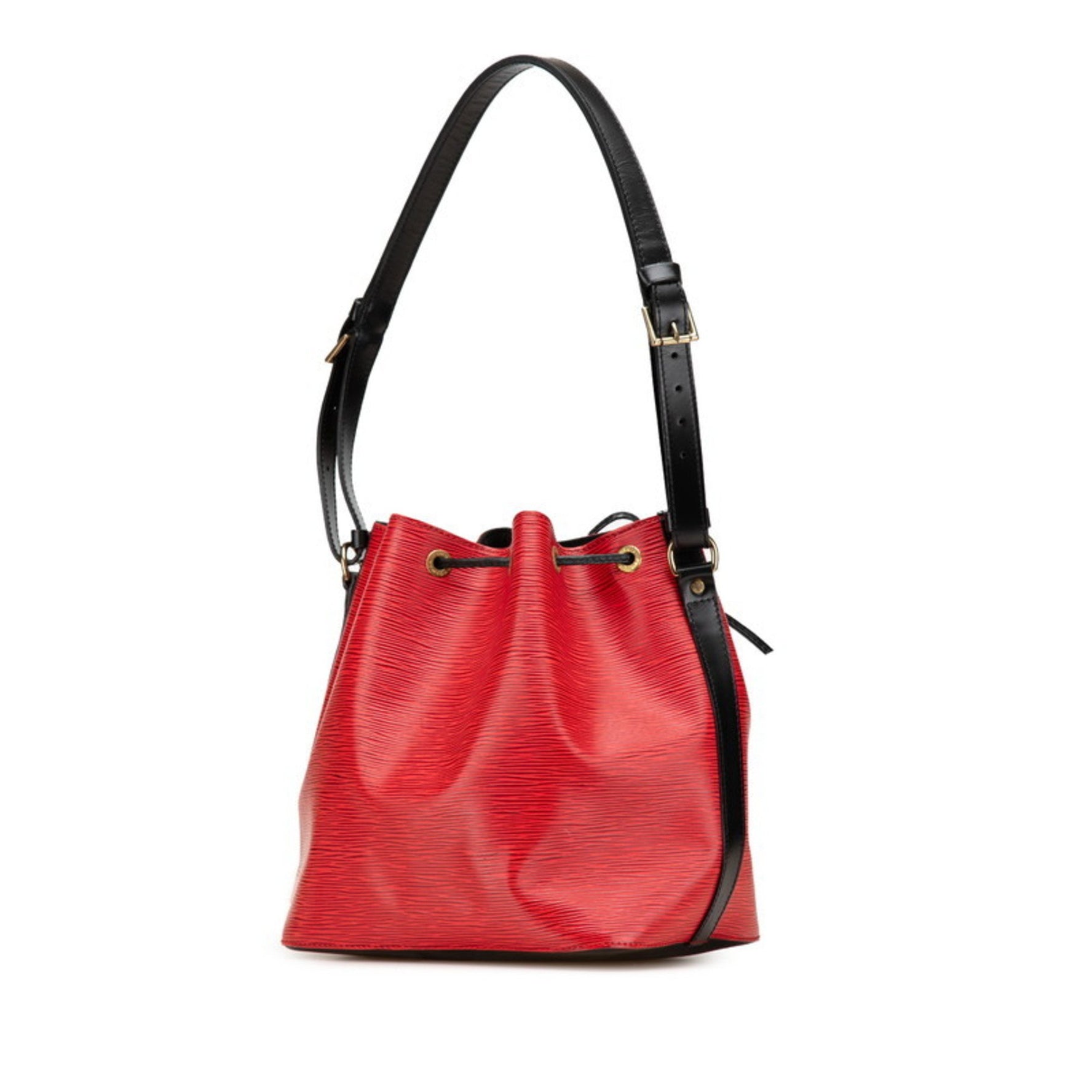 Louis Vuitton Epi Petit Noe Shoulder Bag Castilian Red Noir Black Leather LOUIS VUITTON