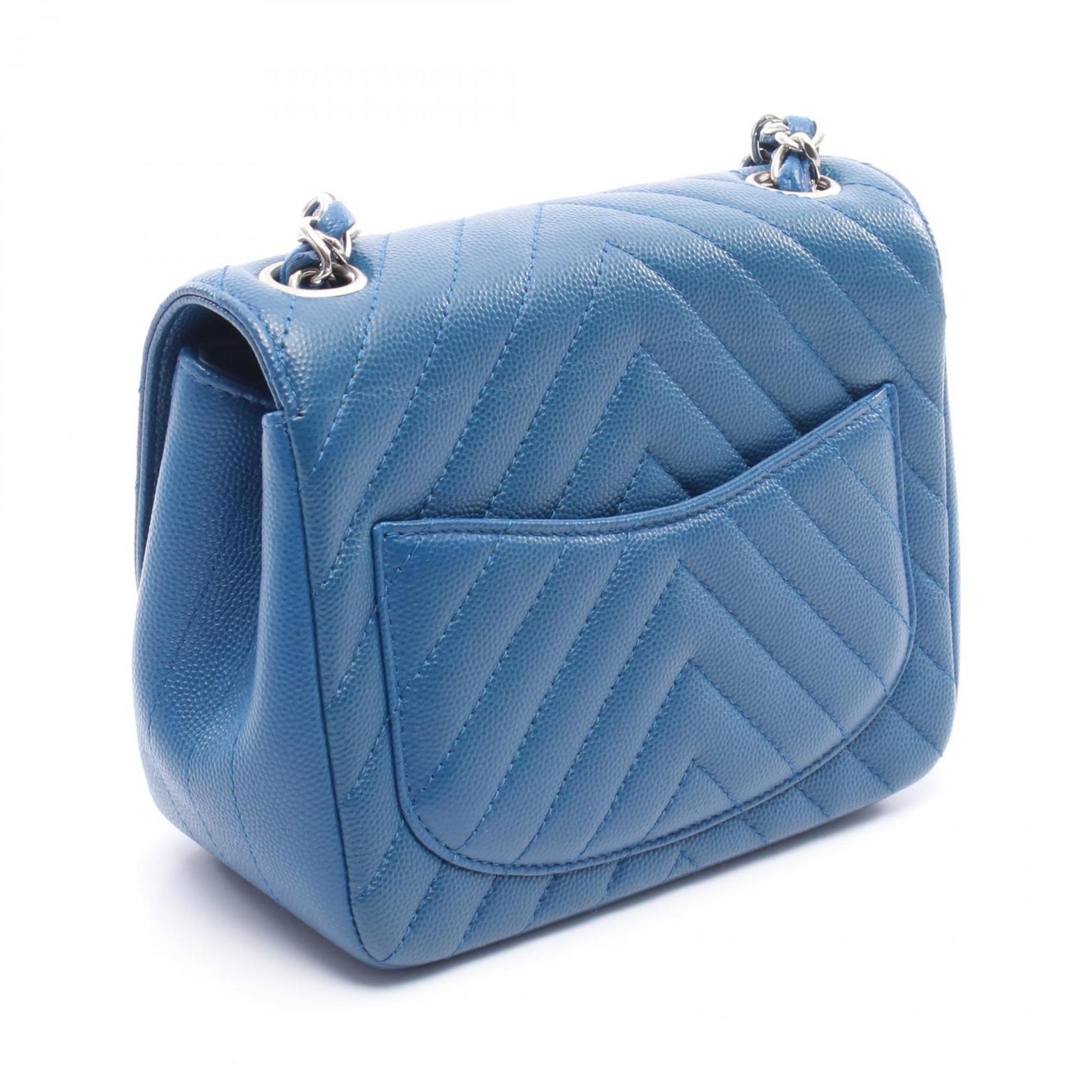 CHANEL Chevron V-Stitch Shoulder Bag in Calfskin Leather
