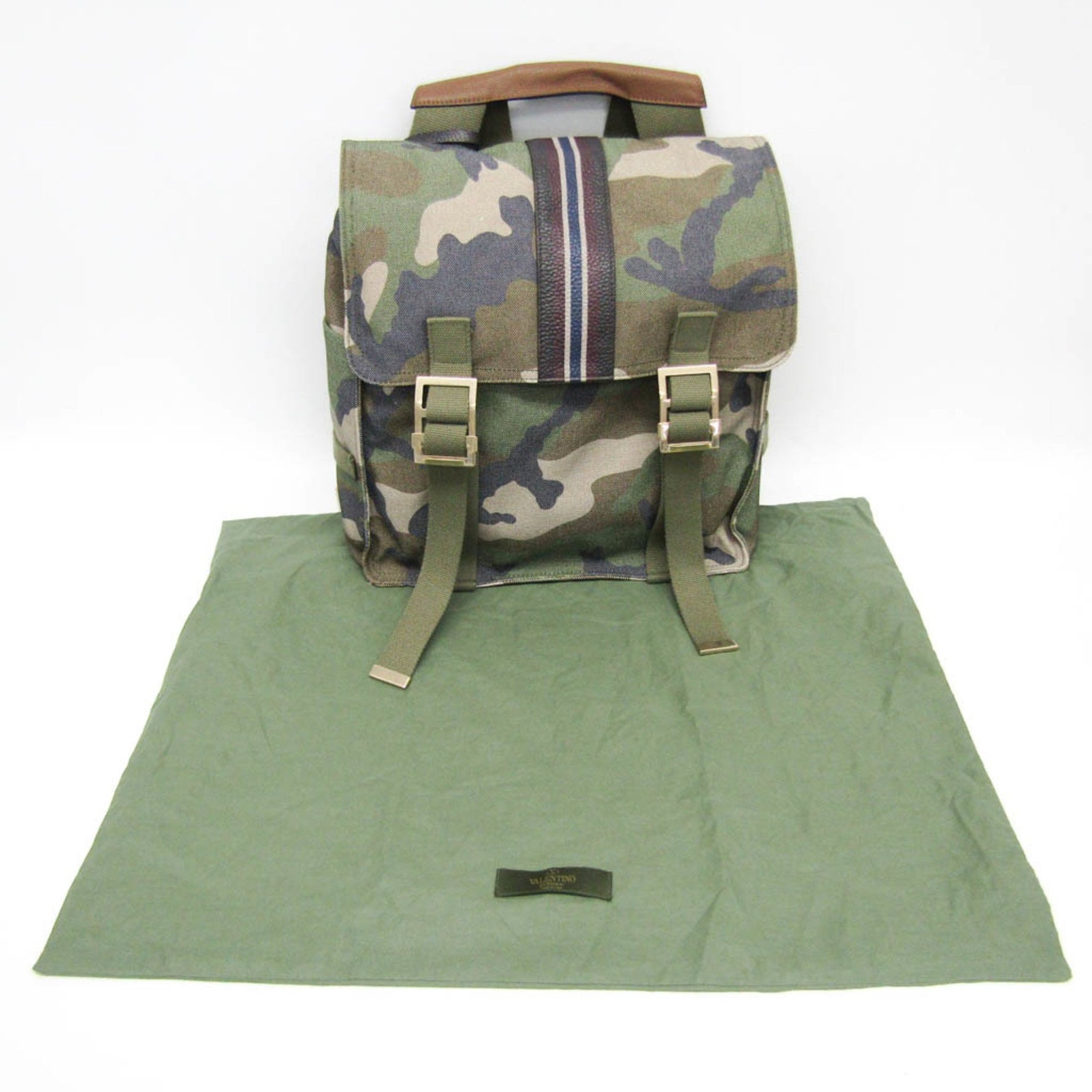Valentino Garavani Military Women,Men Leather,Canvas Backpack