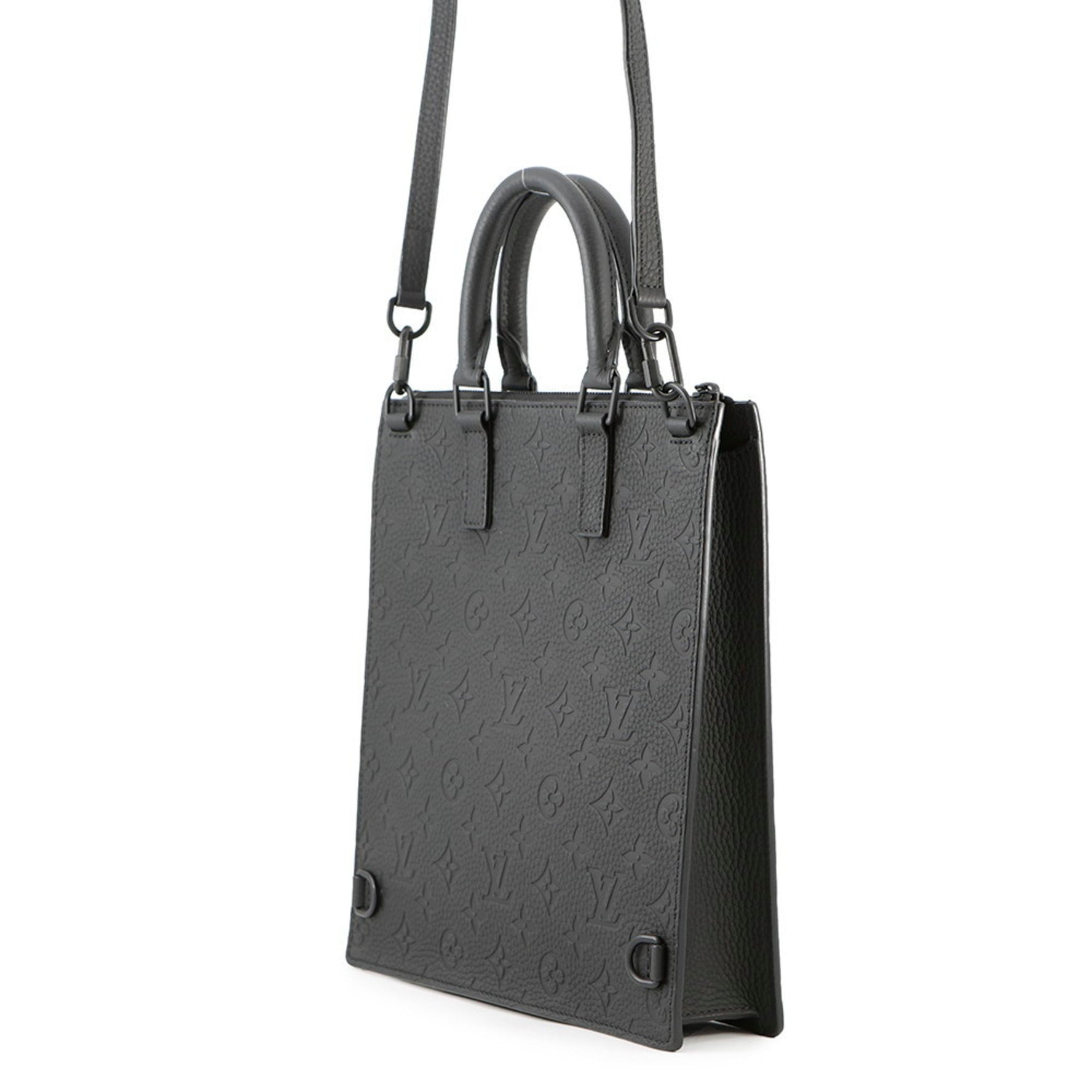 Louis Vuitton Monogram Taurillon Sac Plat Handbag LOUIS VUITTON Black