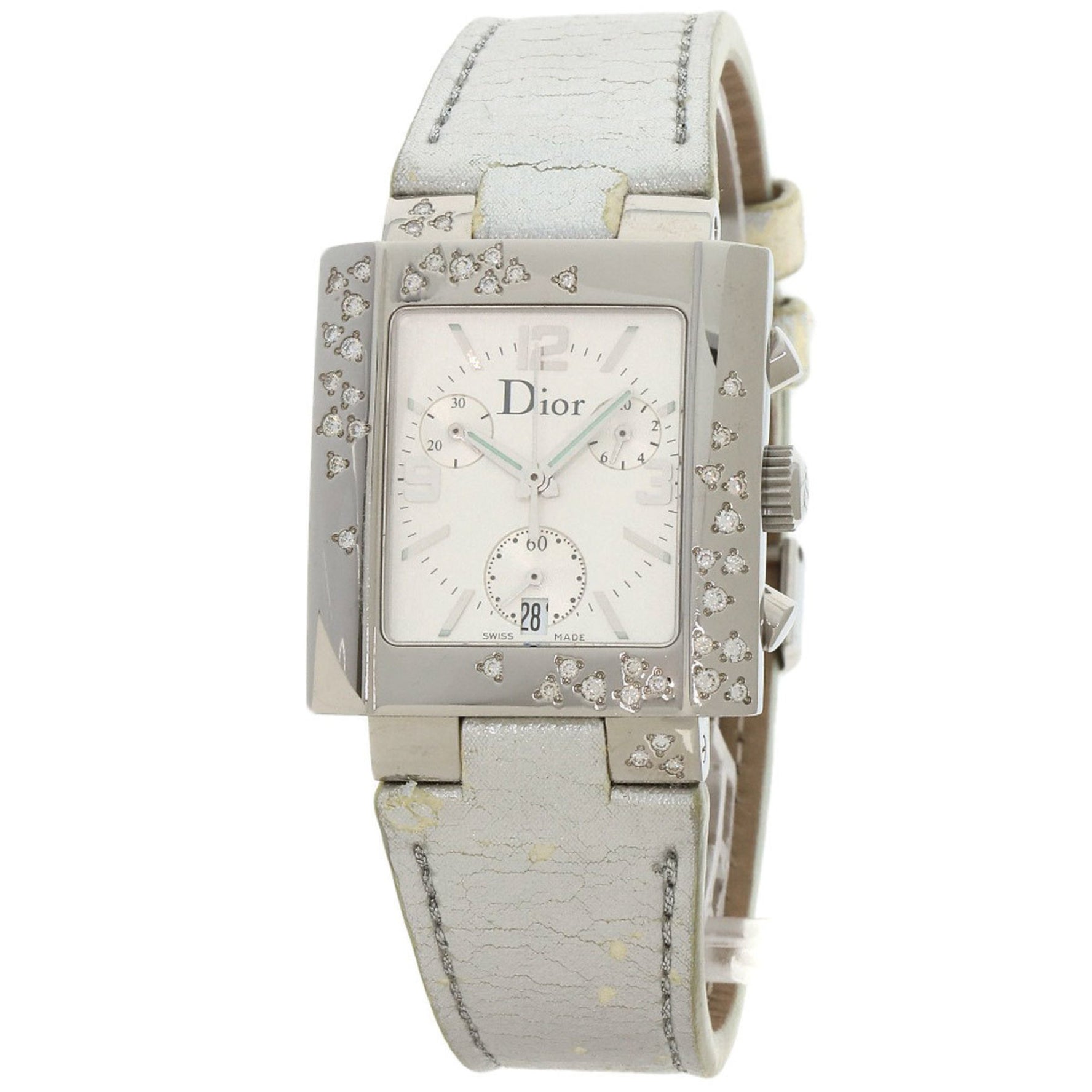 Christian Dior Riva Sparkling Chronograph Watch, Stainless Steel/Leather