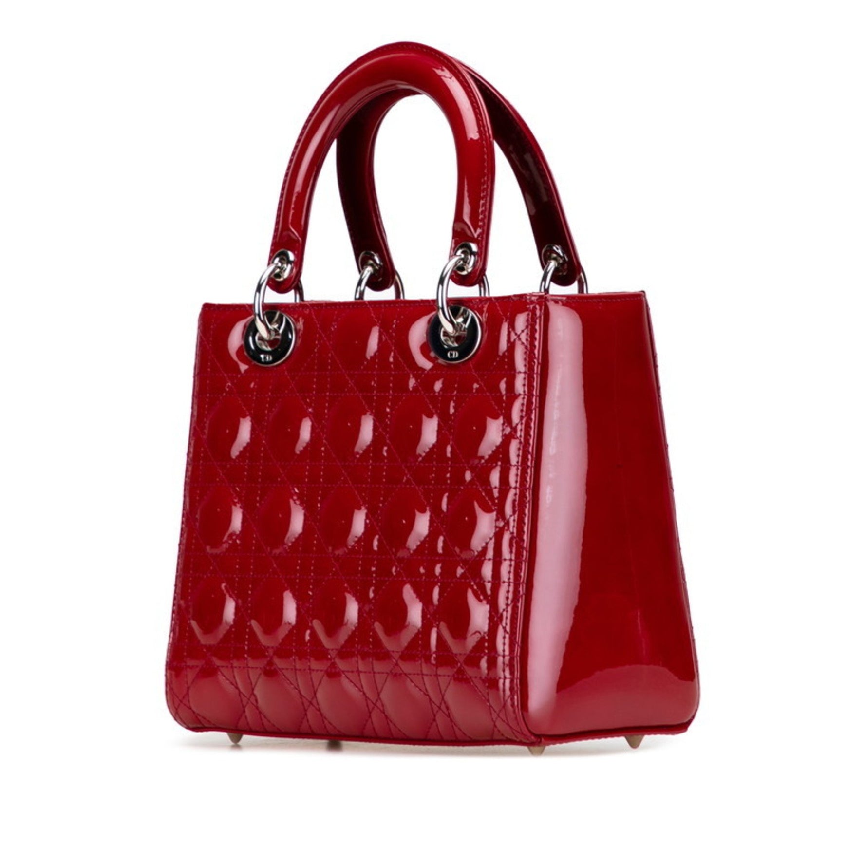 Christian Dior Dior Cannage Lady Medium Handbag/Shoulder Bag, Red Patent Leather