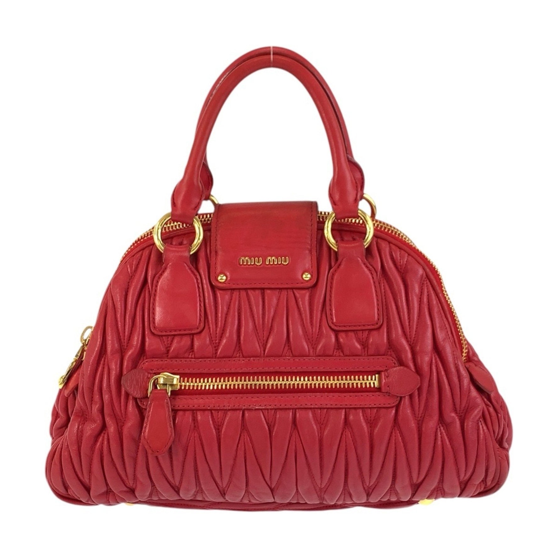 Miu Miu Miu Matelasse Red Gold Hardware Leather Handbag Shoulder Bag