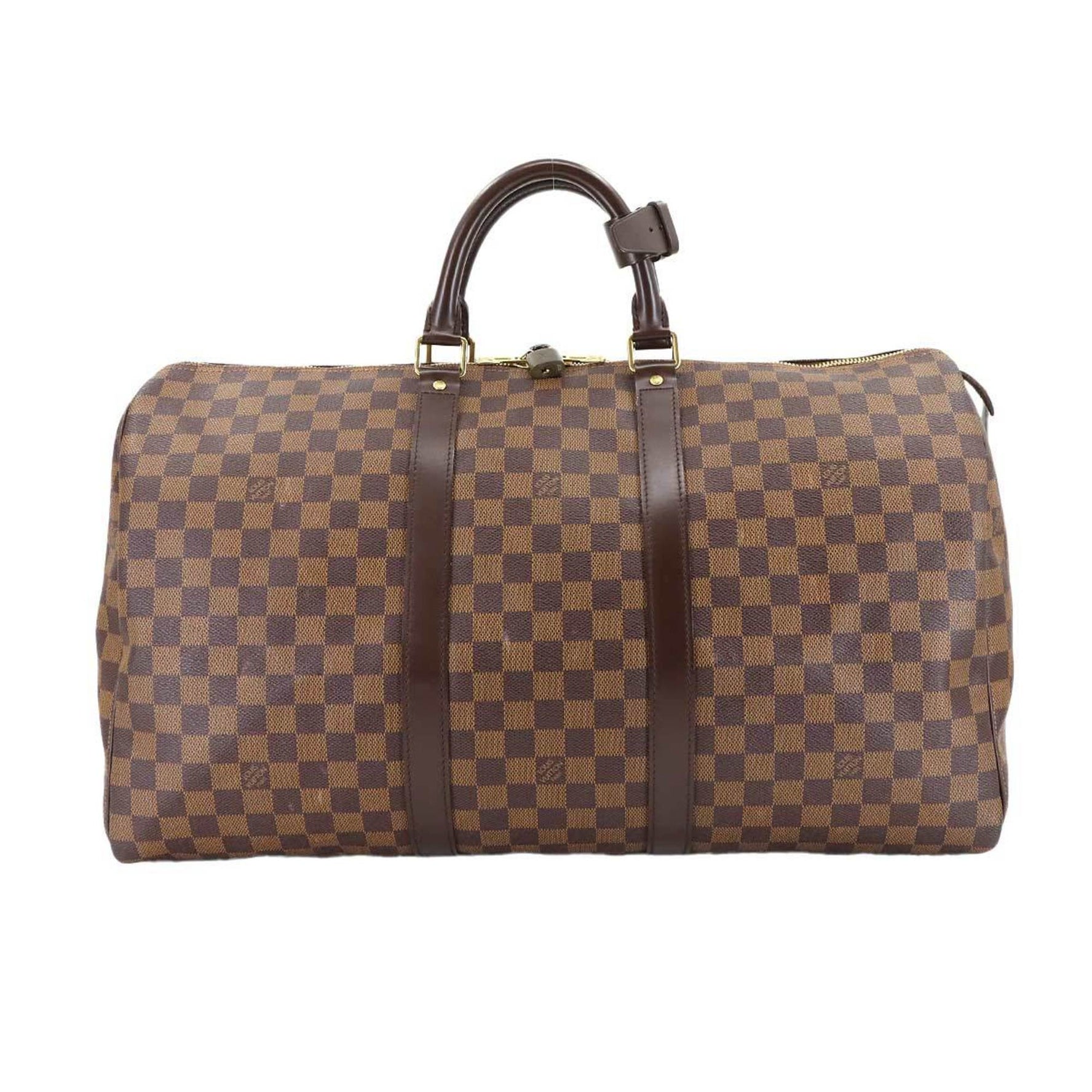 Louis Vuitton Keepall 50 Boston Bag, Damier Ebene, Gold Hardware